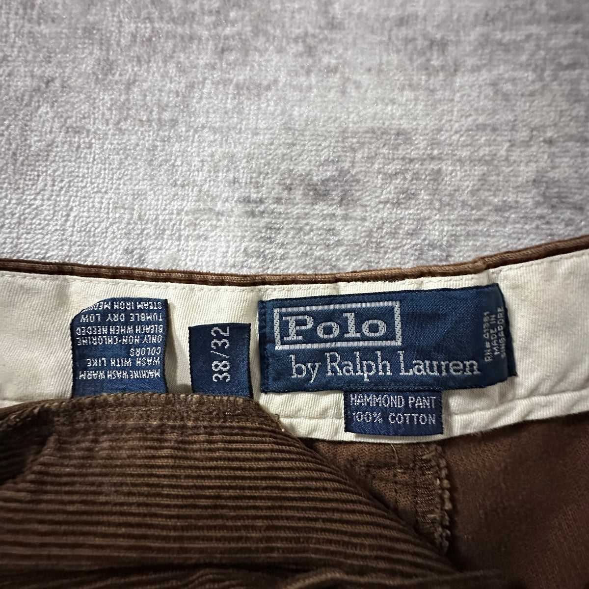 Polo by Ralph Lauren Hammond Pant Brown Corduroy Pleated Pants Size 38x32