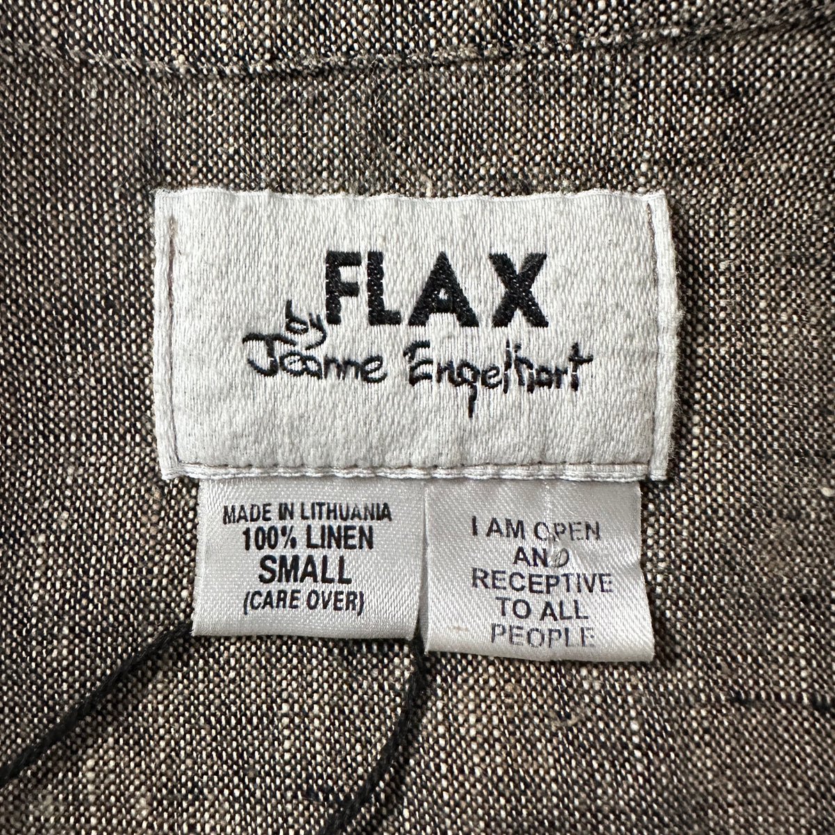 FLAX Brown 100% Linen Long Sleeve Shirt Size S (Fits L)