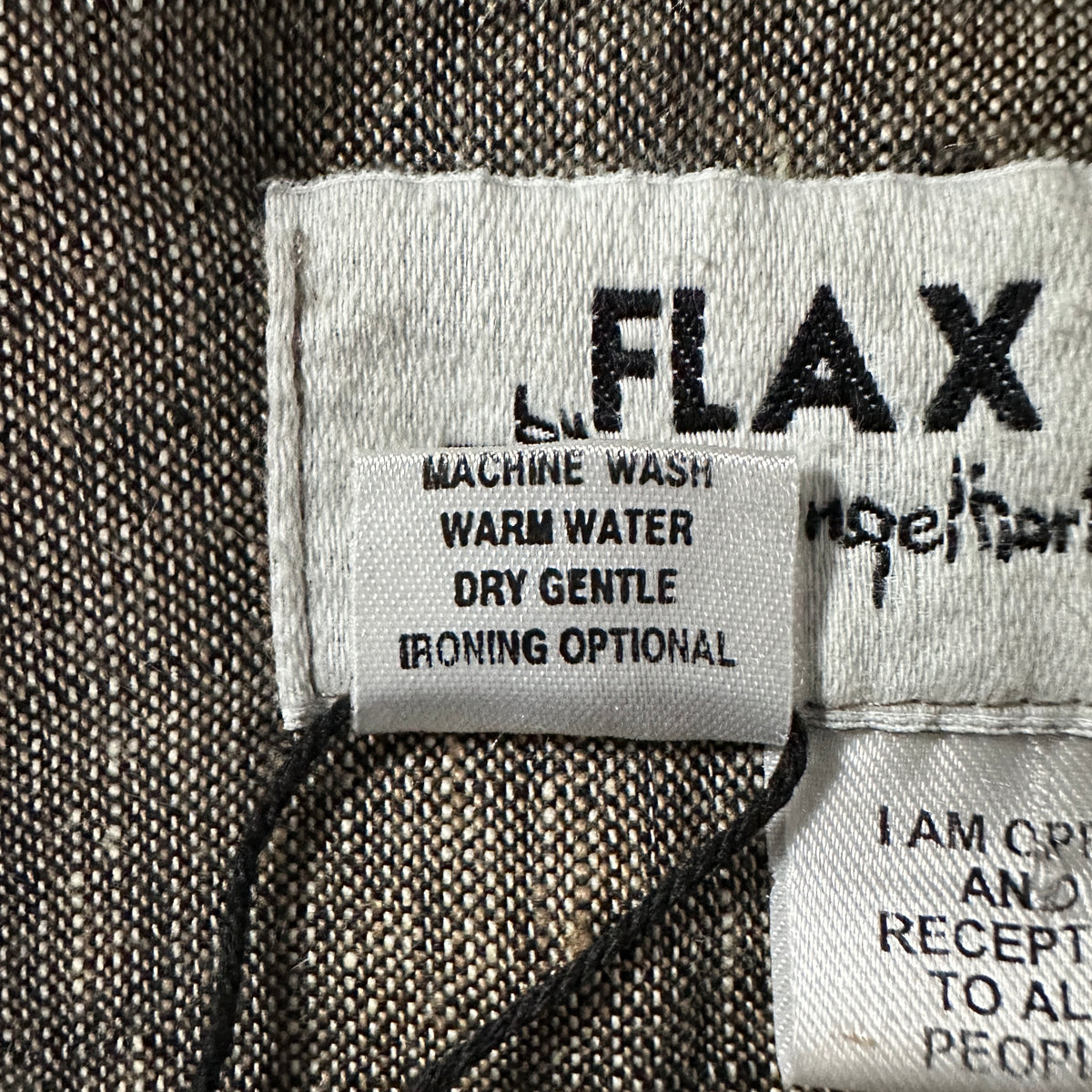 FLAX Brown 100% Linen Long Sleeve Shirt Size S (Fits L)