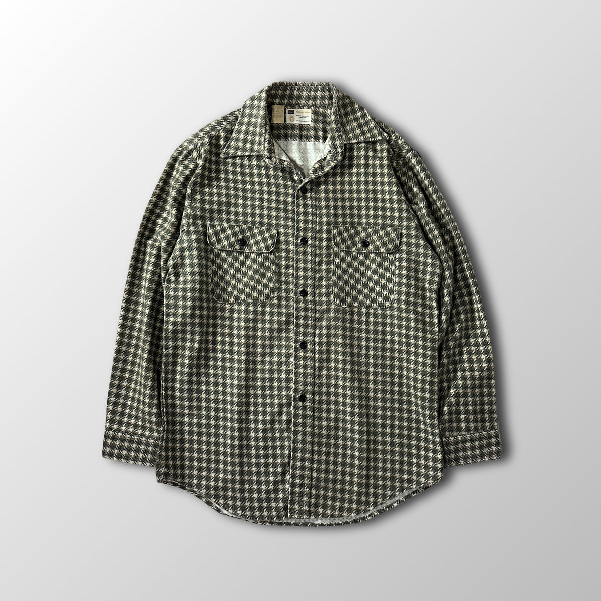 Sears Work Clothing Green Houndstooth Flannel Work Shirt