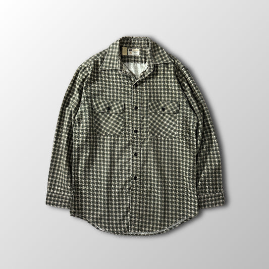 Sears Work Clothing Green Houndstooth Flannel Work Shirt