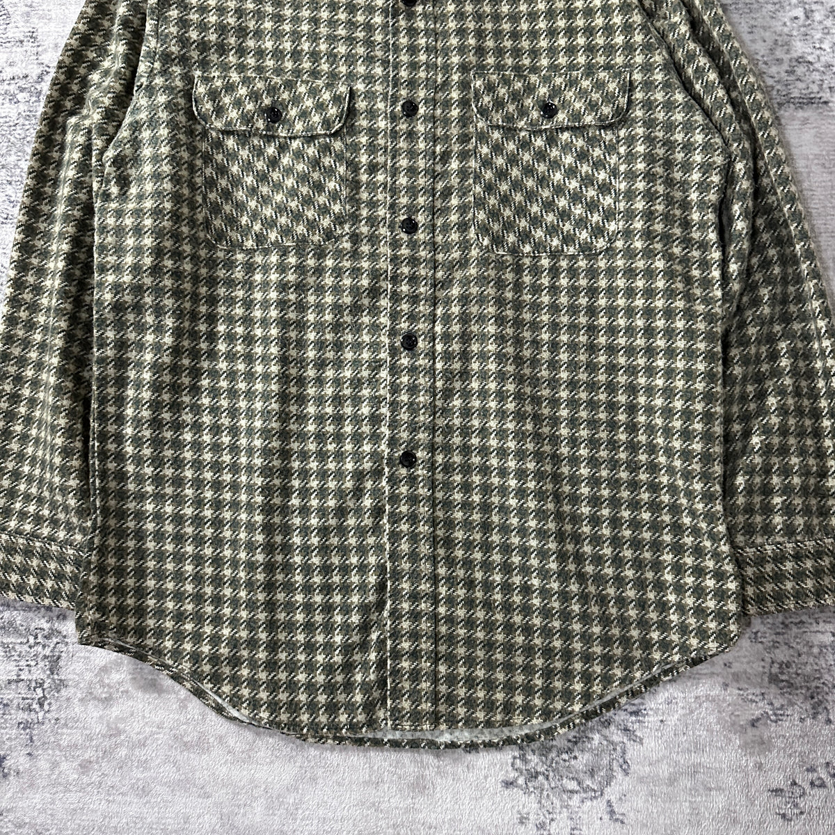 Sears Work Clothing Green Houndstooth Flannel Work Shirt