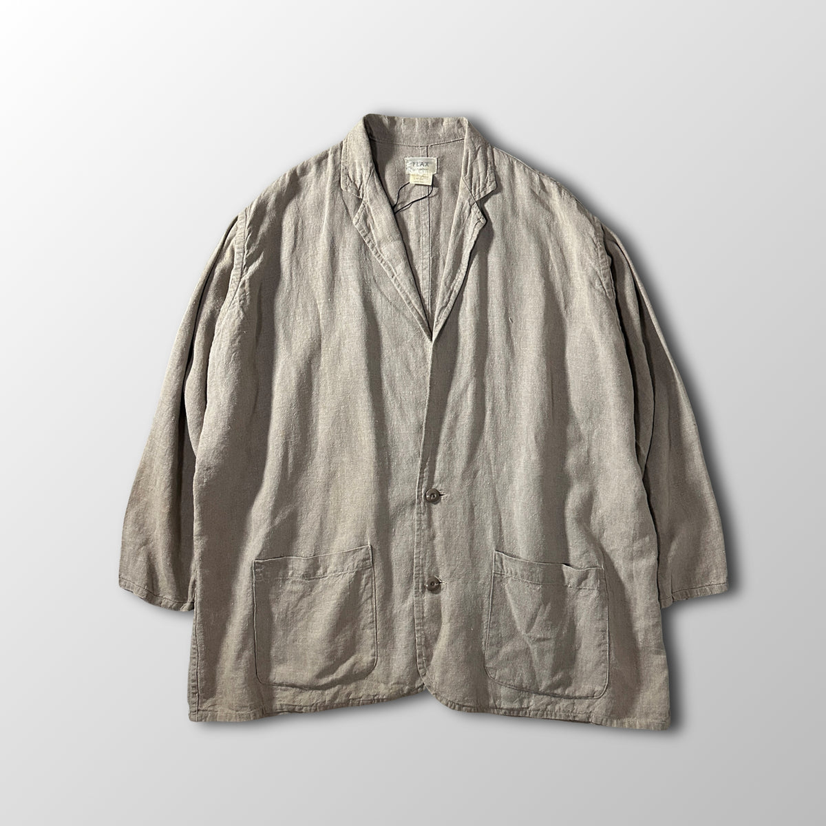 FLAX Beige 100% Linen Tailored Jacket Size L