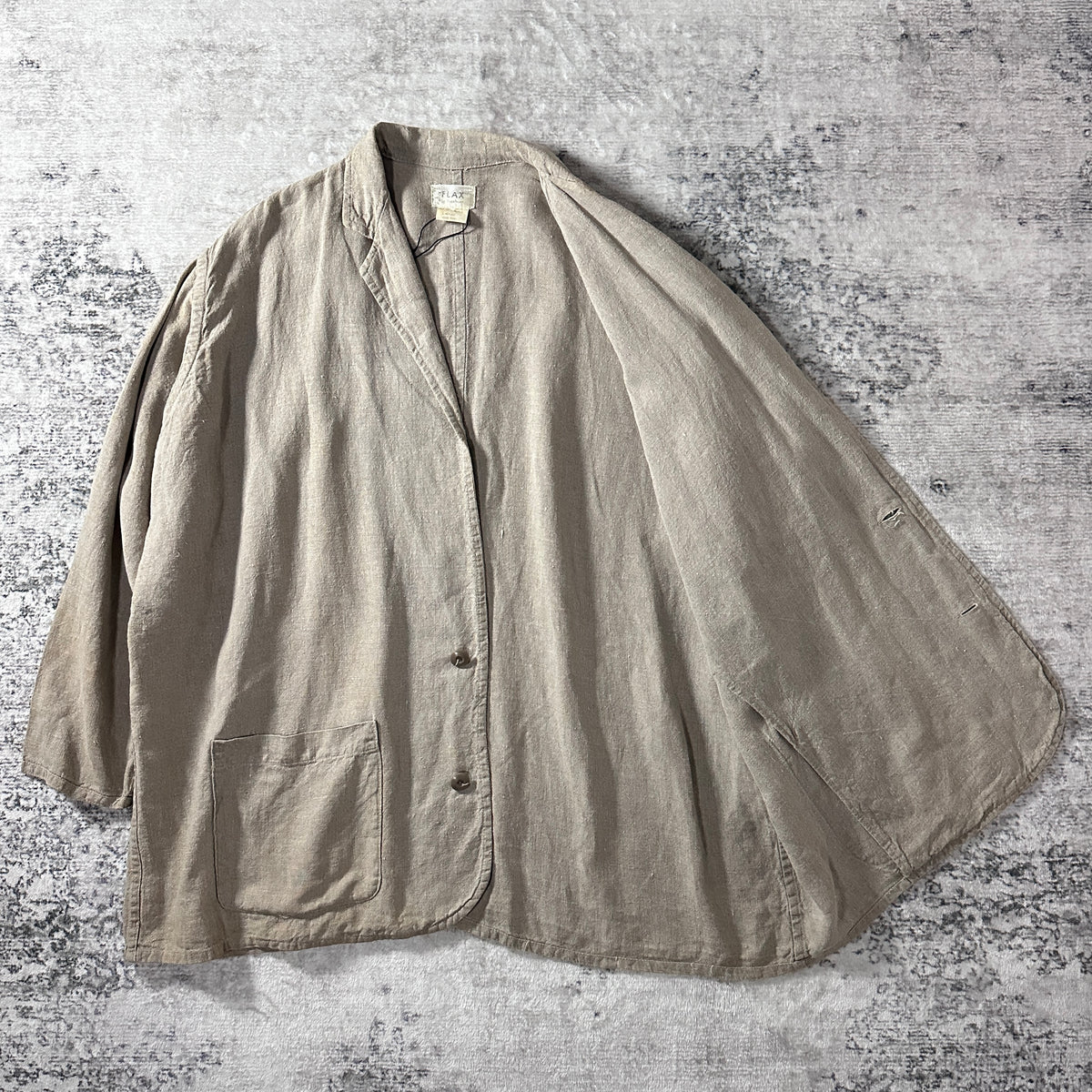 FLAX Beige 100% Linen Tailored Jacket Size L