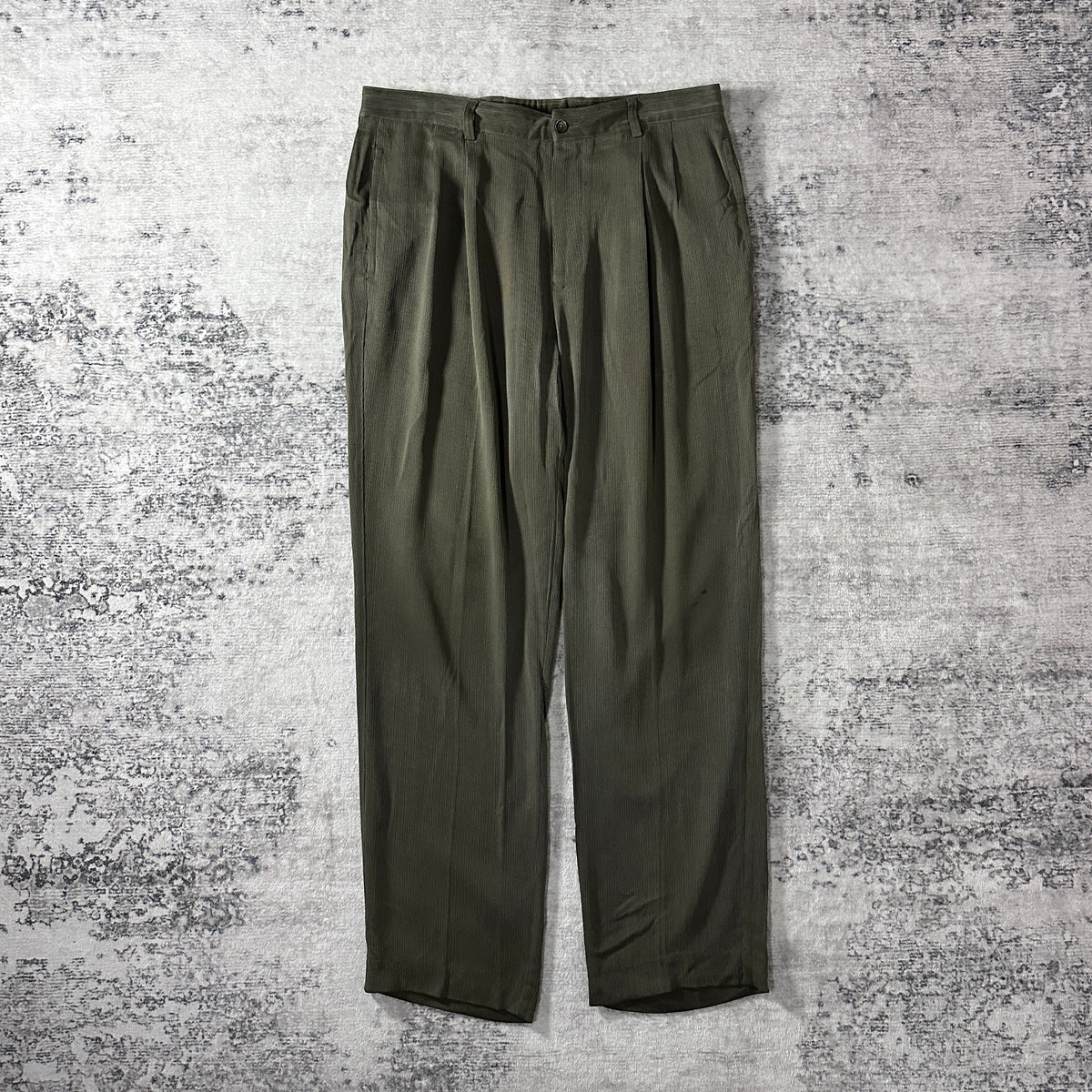 Tommy Bahama Olive Silk Wool Pleated Trousers Size 36