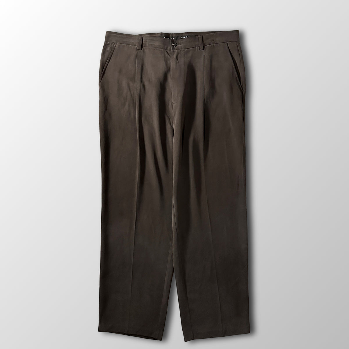 Tommy Bahama Dark Brown 100% Silk Pleated Trousers Size 38x30