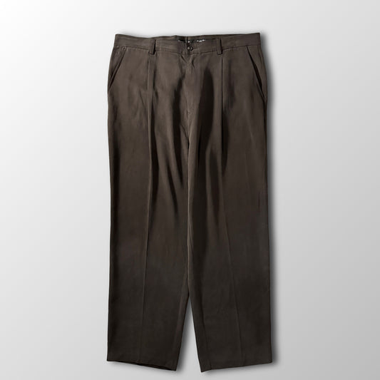 Tommy Bahama Dark Brown 100% Silk Pleated Trousers Size 38x30