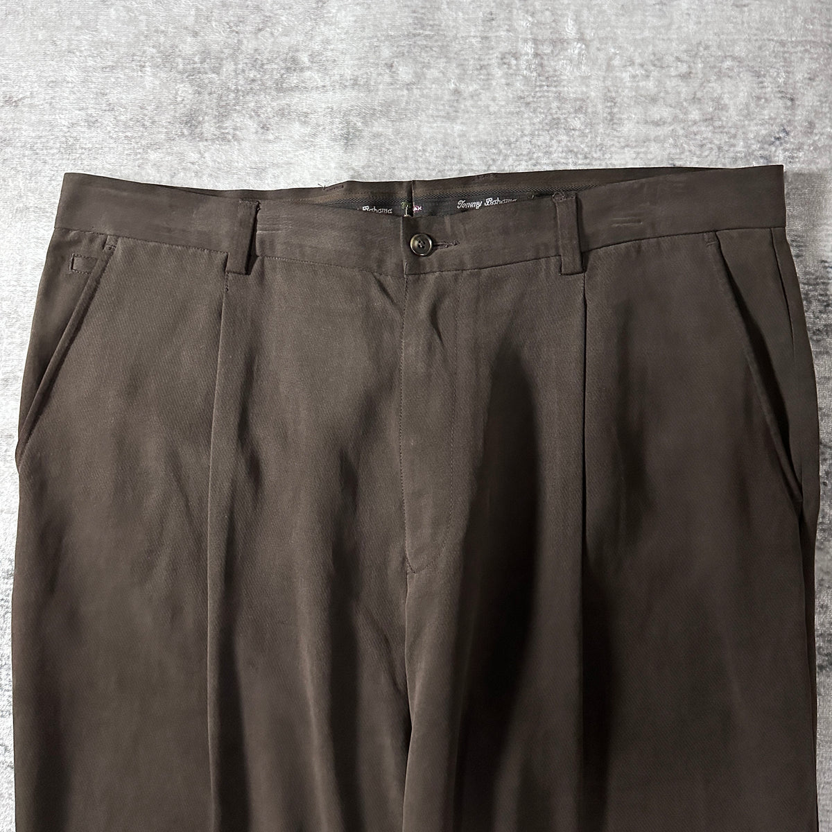 Tommy Bahama Dark Brown 100% Silk Pleated Trousers Size 38x30