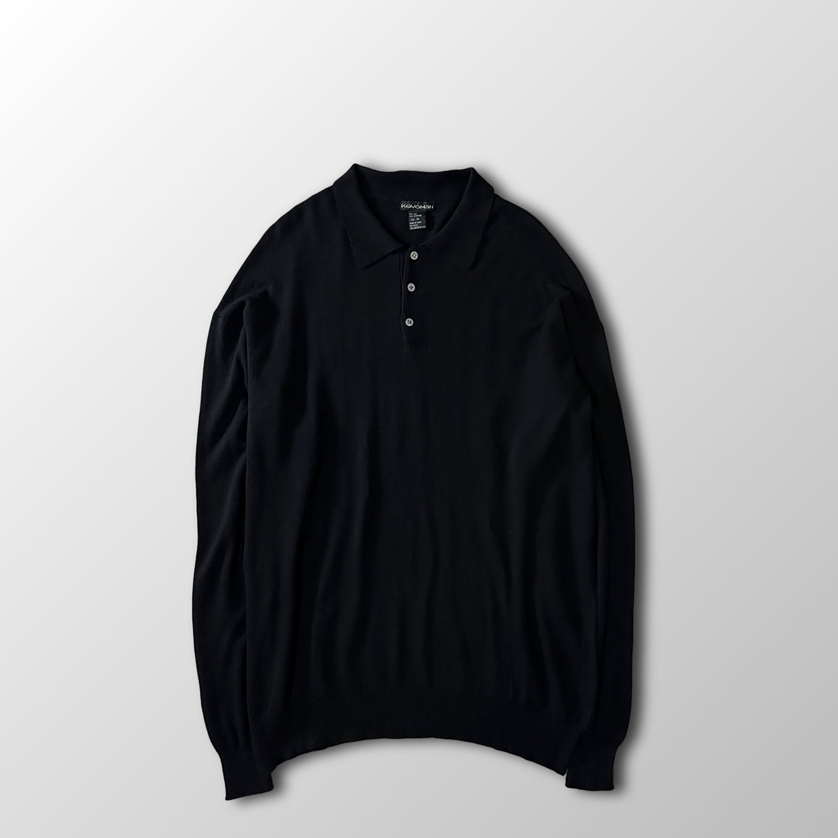 Kevoman Black Silk Cashmere Knit Polo Size XL