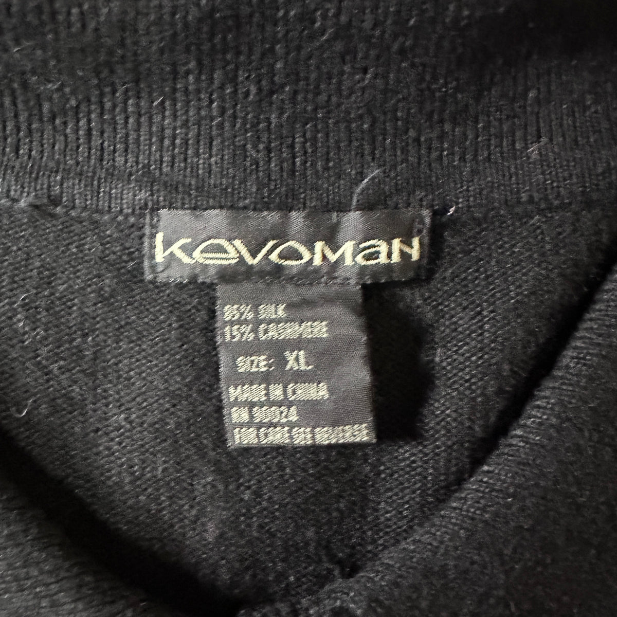 Kevoman Black Silk Cashmere Knit Polo Size XL