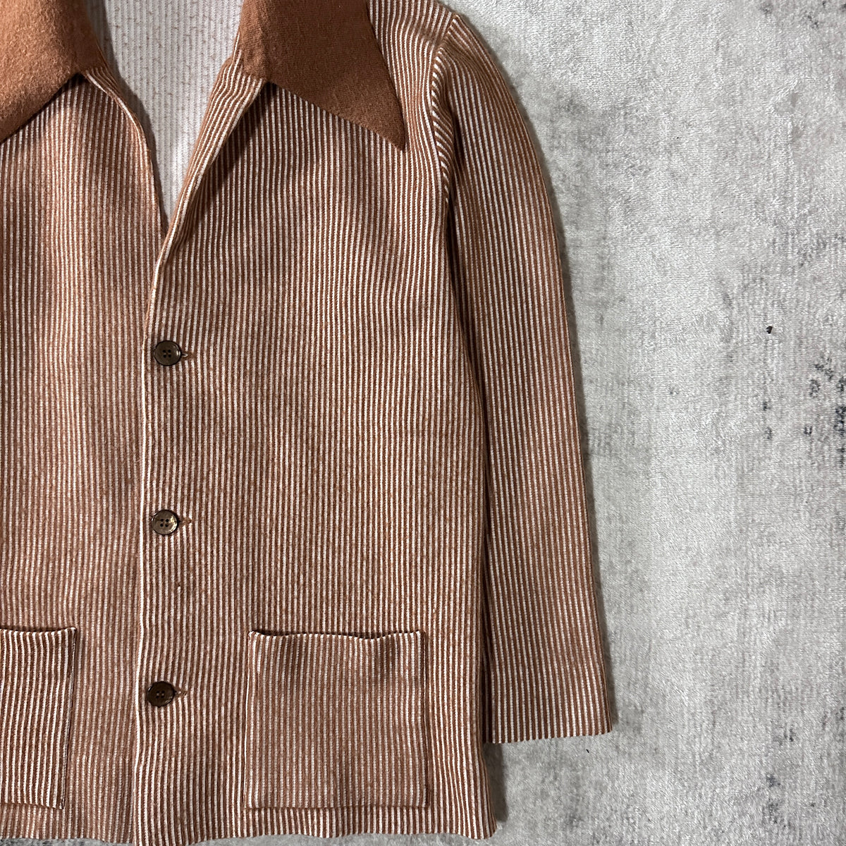 PenWest Sportswear Brown Stripe Knit Jacket Size M