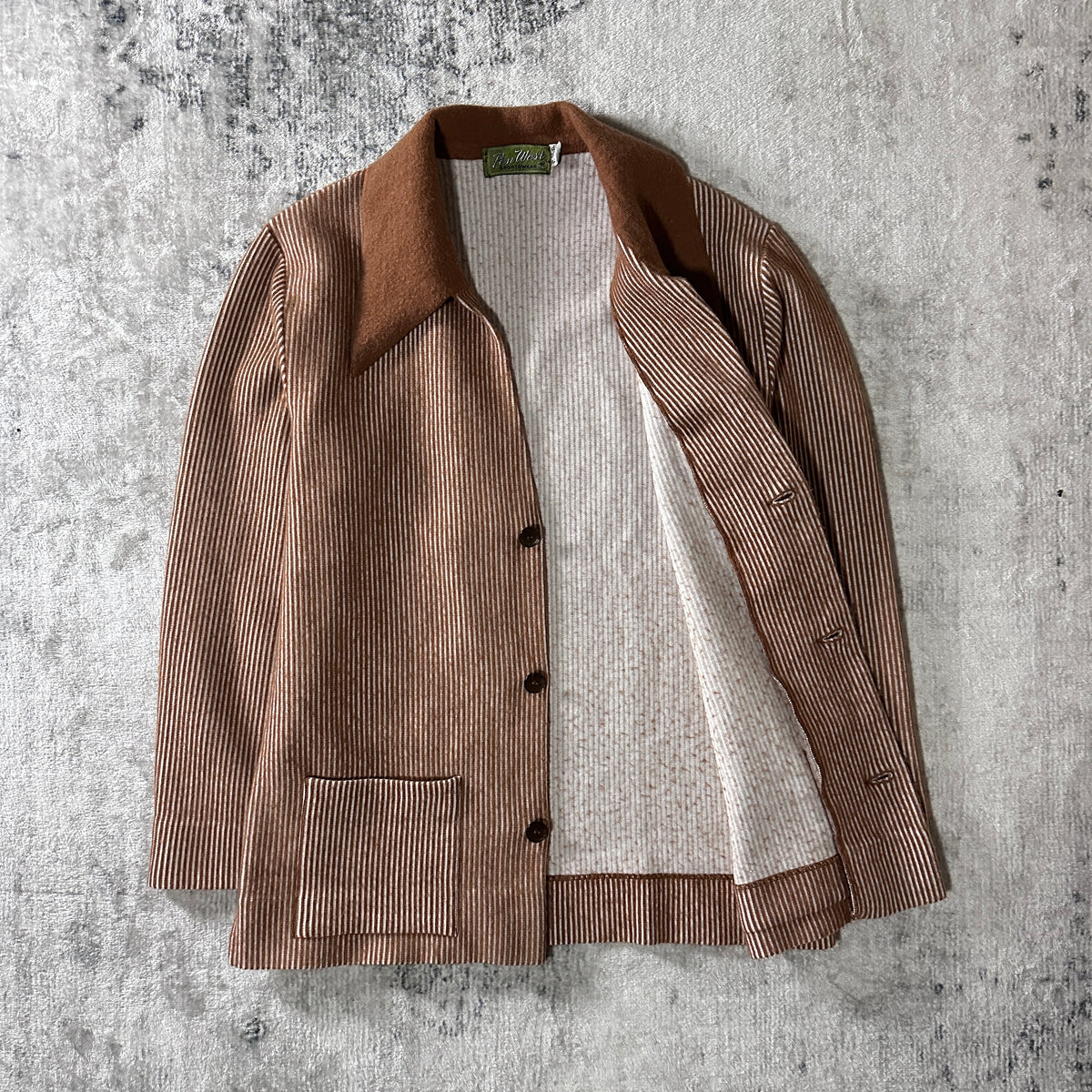 PenWest Sportswear Brown Stripe Knit Jacket Size M
