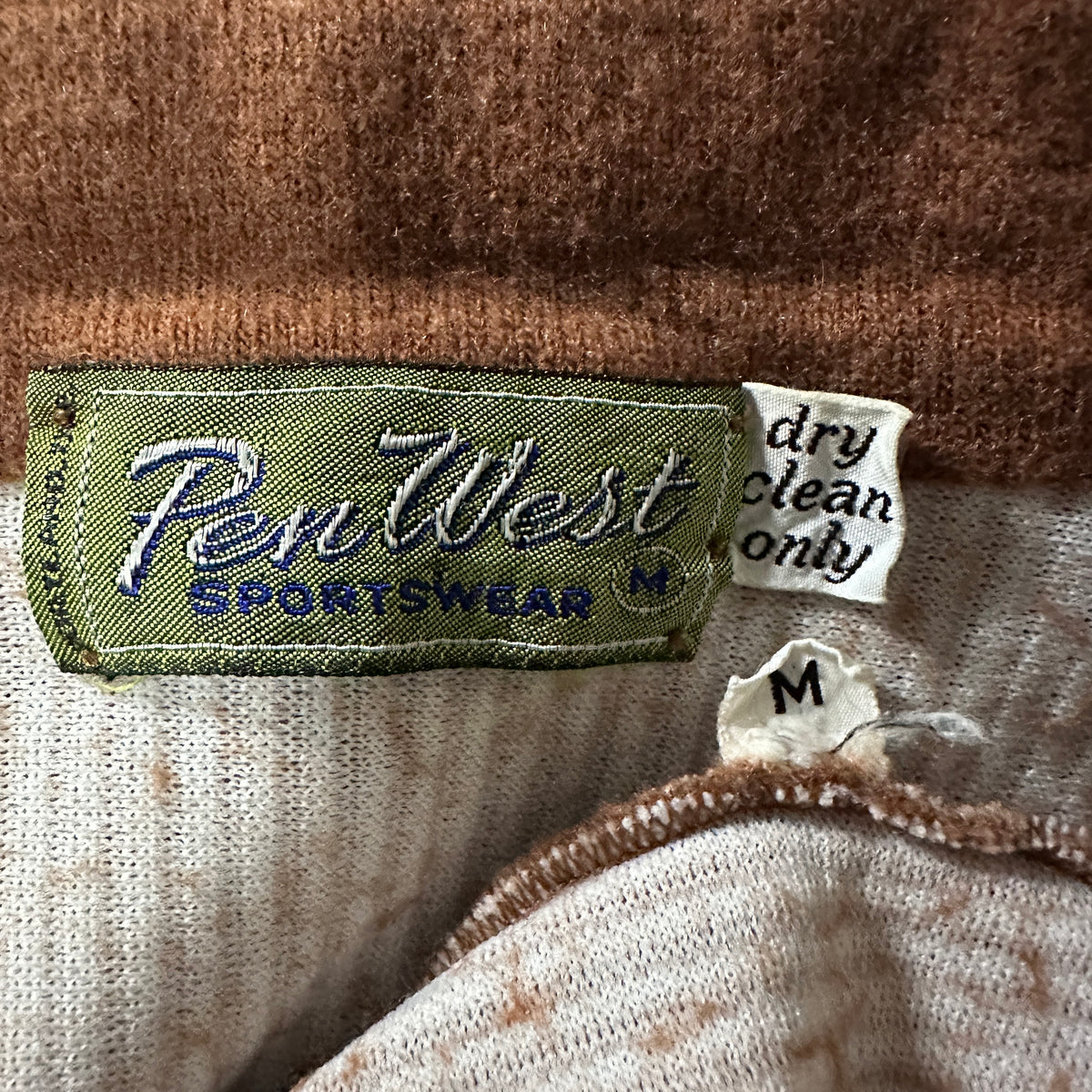 PenWest Sportswear Brown Stripe Knit Jacket Size M