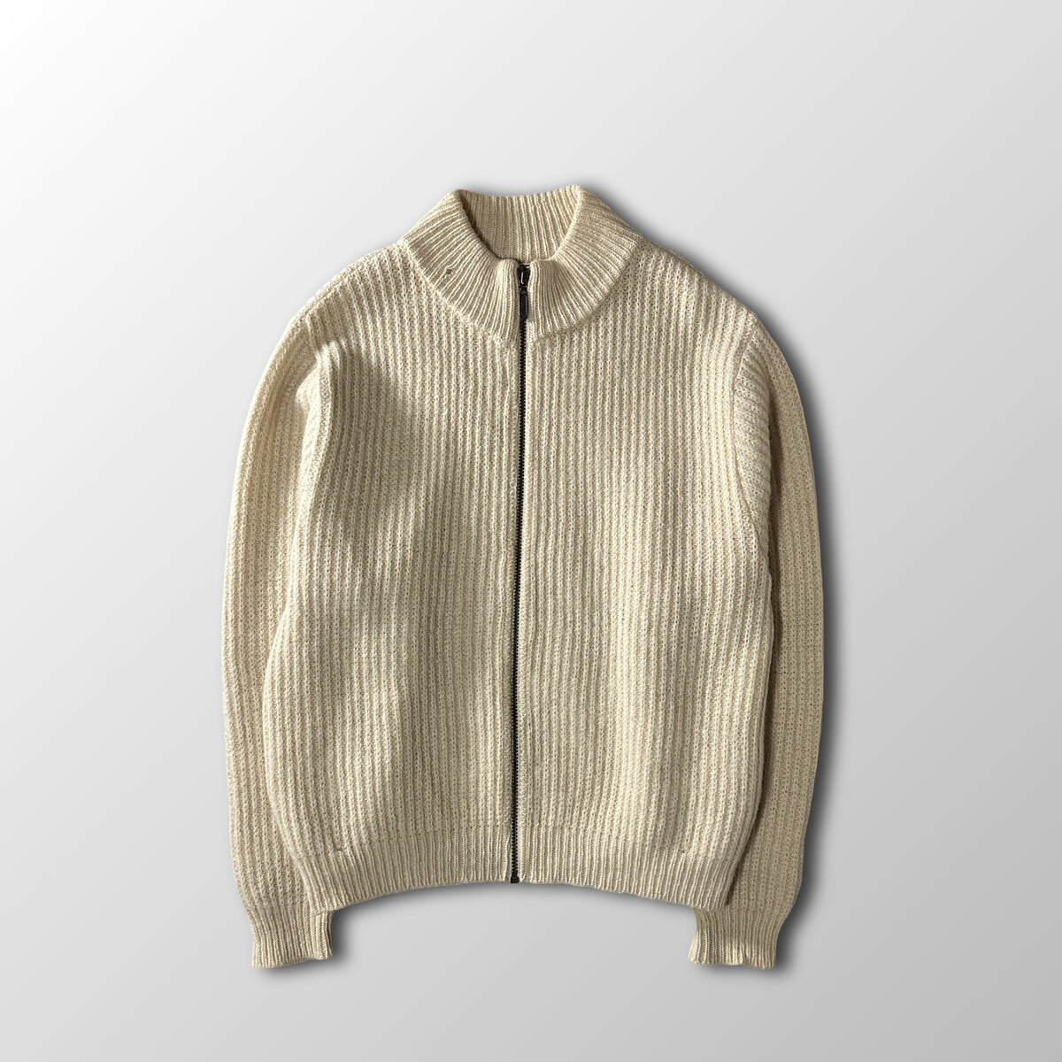 L.L.Bean Beige Wool Alpaca Full Zip Sweater Made in USA Women's Size L