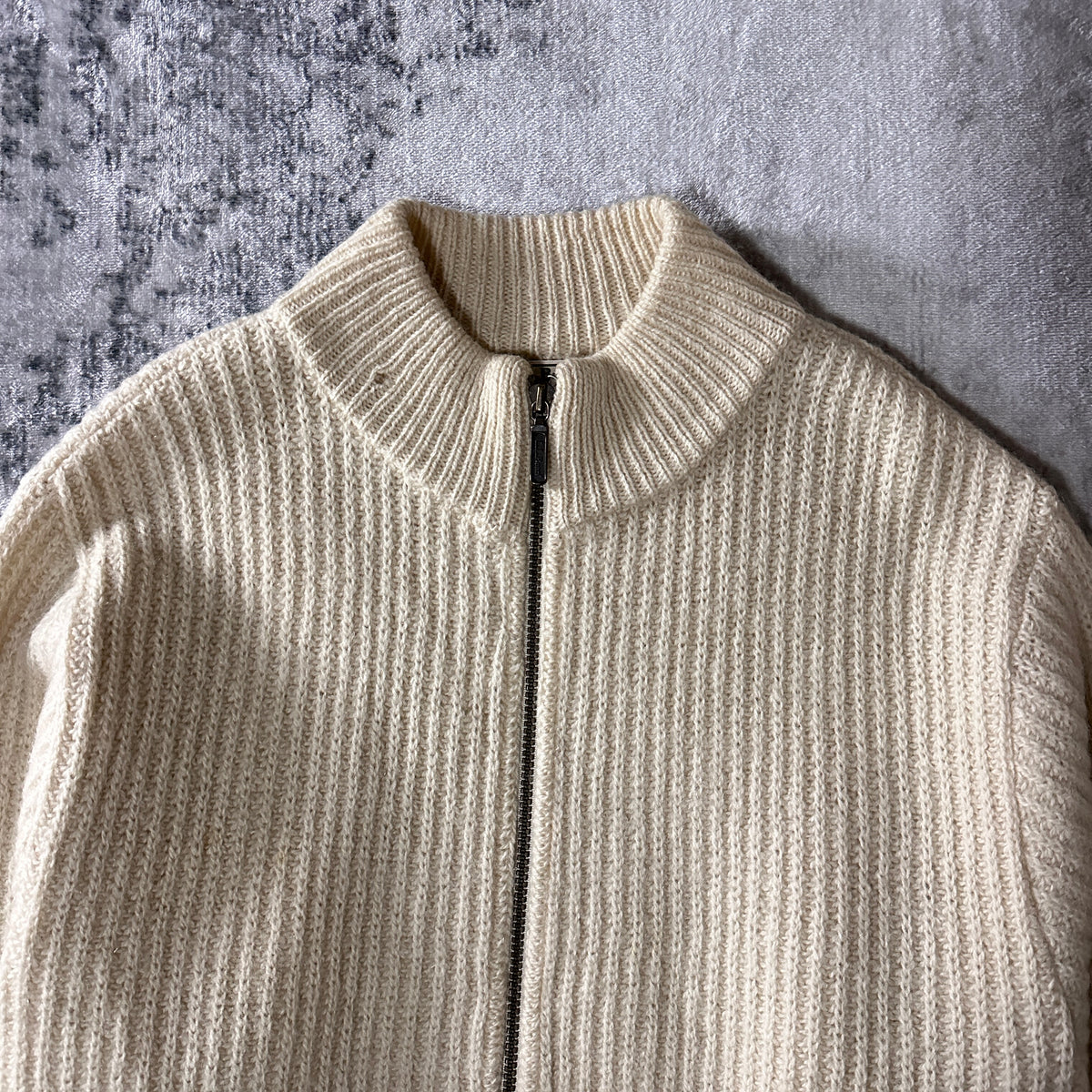 L.L.Bean Beige Wool Alpaca Full Zip Sweater Made in USA Women's Size L