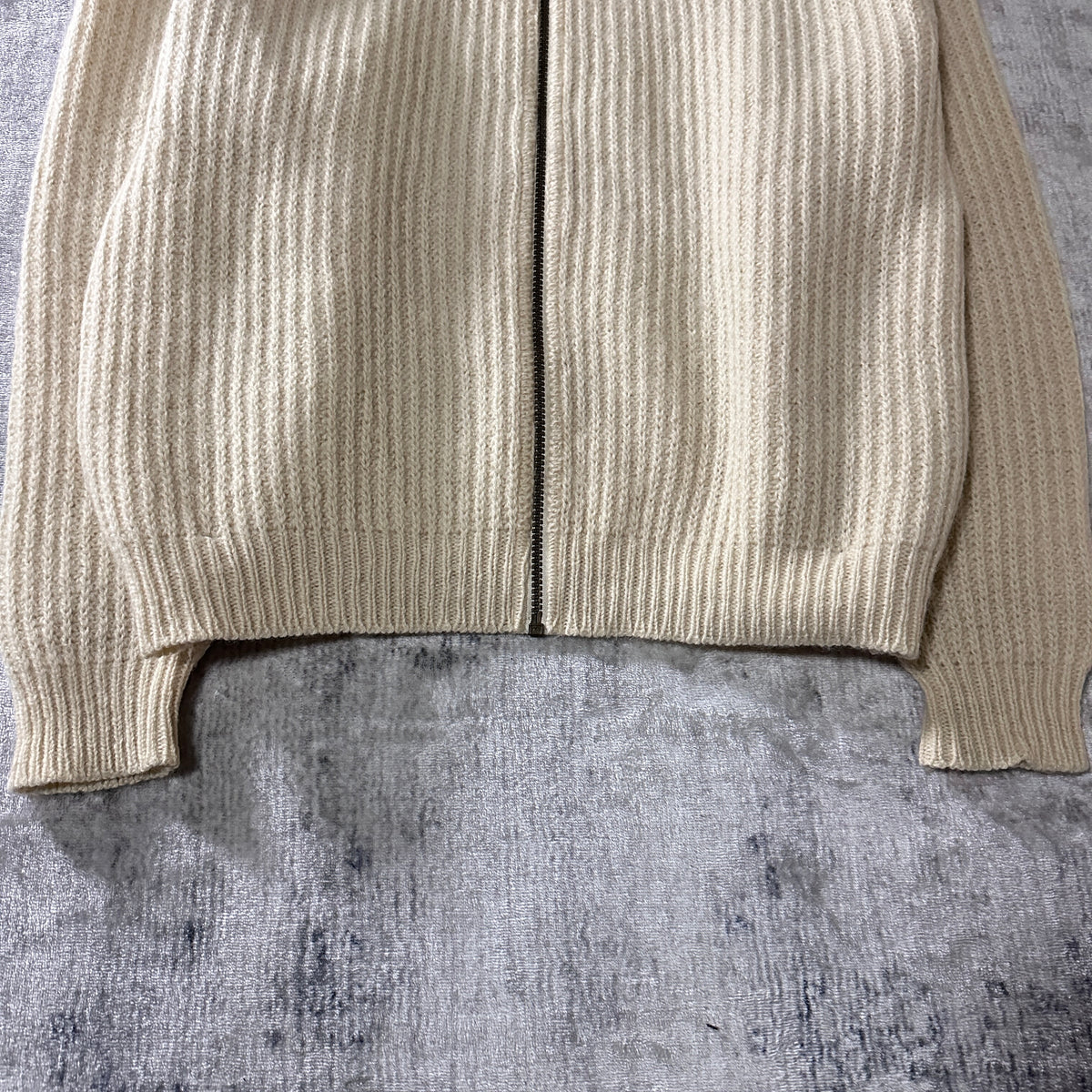 L.L.Bean Beige Wool Alpaca Full Zip Sweater Made in USA Women's Size L