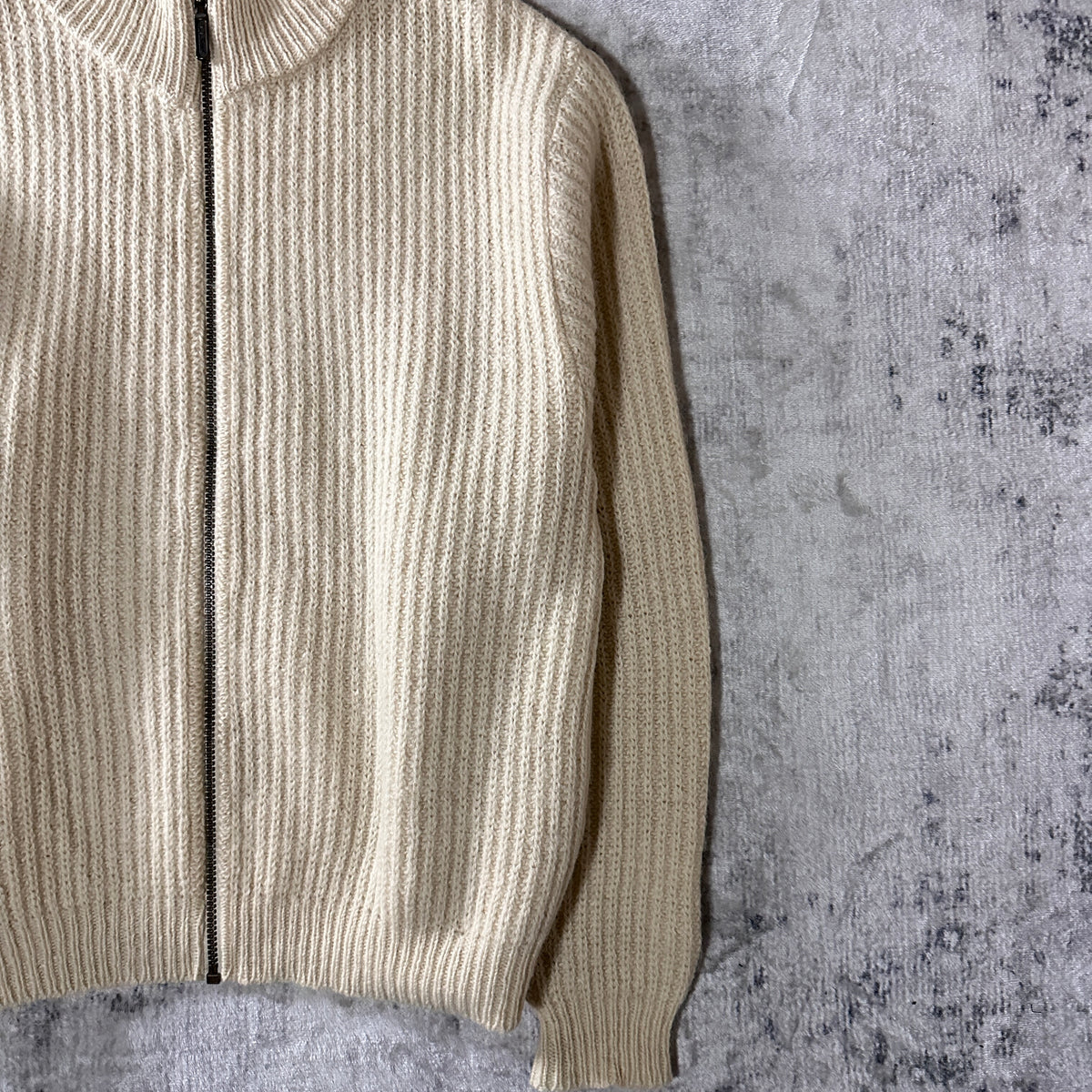 L.L.Bean Beige Wool Alpaca Full Zip Sweater Made in USA Women's Size L