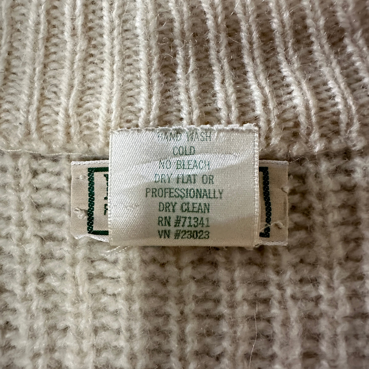 L.L.Bean Beige Wool Alpaca Full Zip Sweater Made in USA Women's Size L