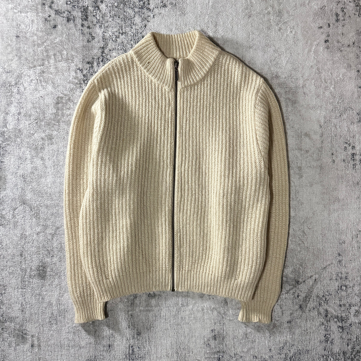 L.L.Bean Beige Wool Alpaca Full Zip Sweater Made in USA Women's Size L