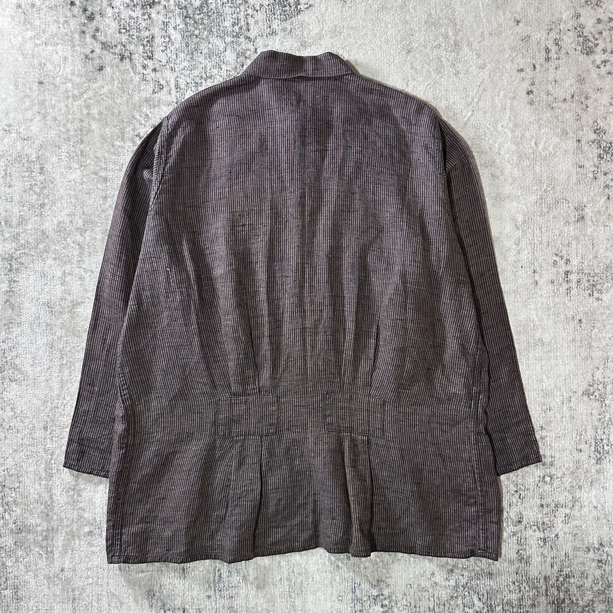 FLAX Gray Pinstripe 100% Linen Jacket Size L