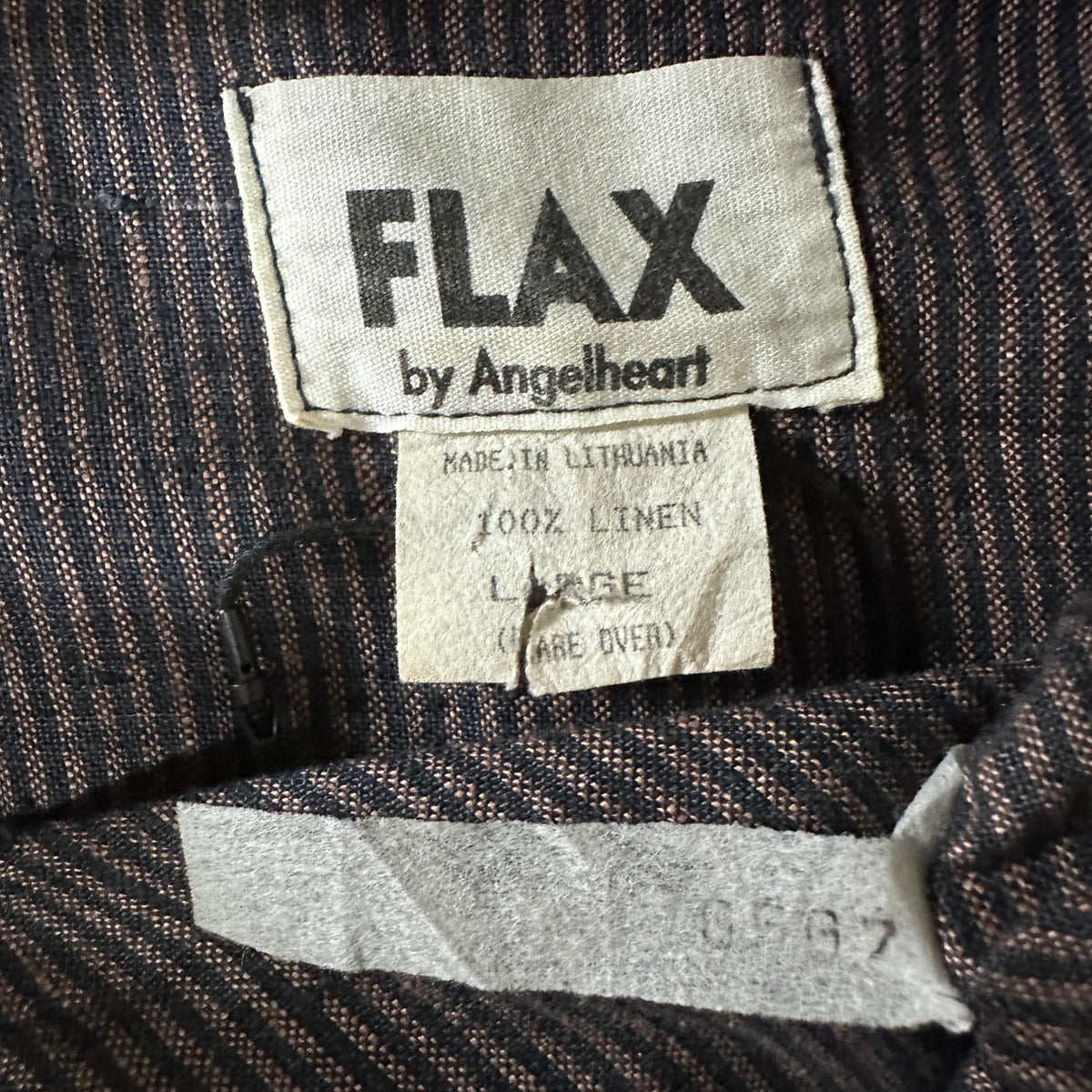 FLAX Gray Pinstripe 100% Linen Jacket Size L