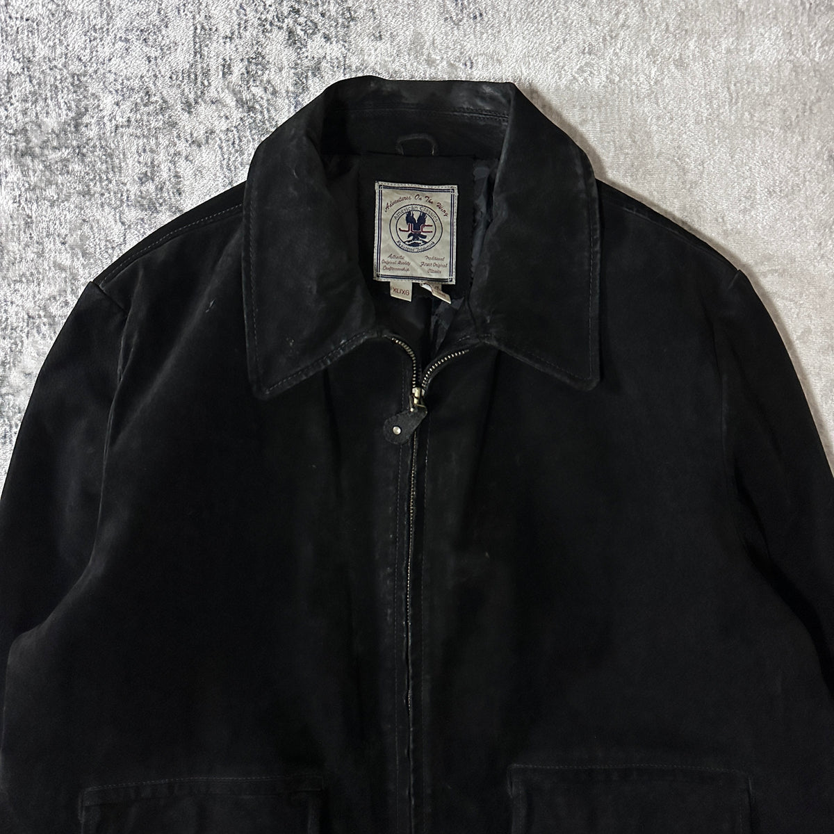 JLC American Classics Black Suede Leather Zip Jacket Size XL