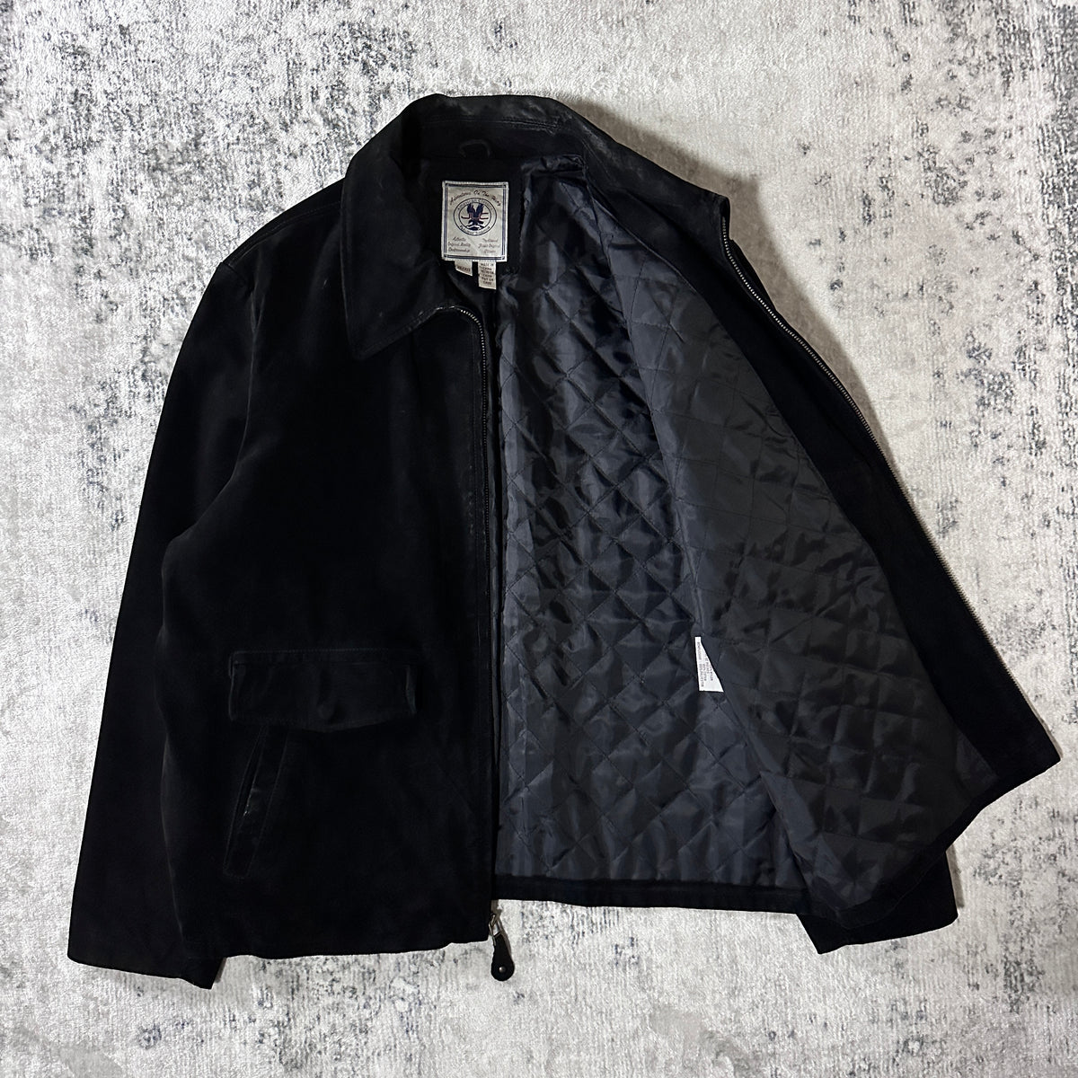 JLC American Classics Black Suede Leather Zip Jacket Size XL