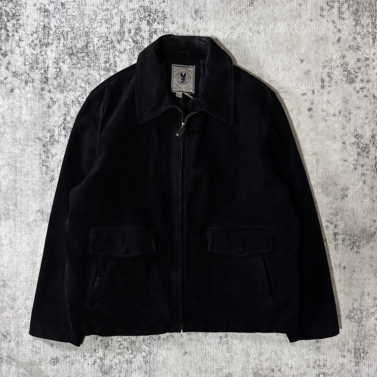 JLC American Classics Black Suede Leather Zip Jacket Size XL
