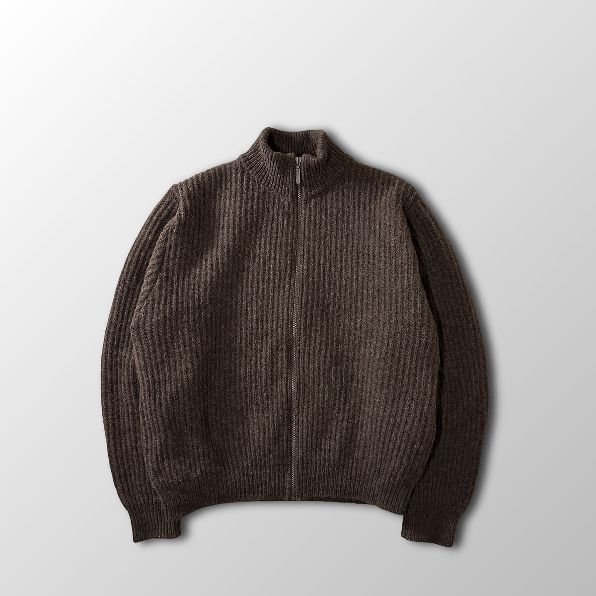 L.L.Bean Brown Wool Alpaca Full Zip Sweater Made in USA Size L