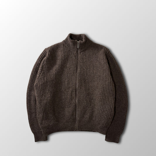 L.L.Bean Brown Wool Alpaca Full Zip Sweater Made in USA Size L