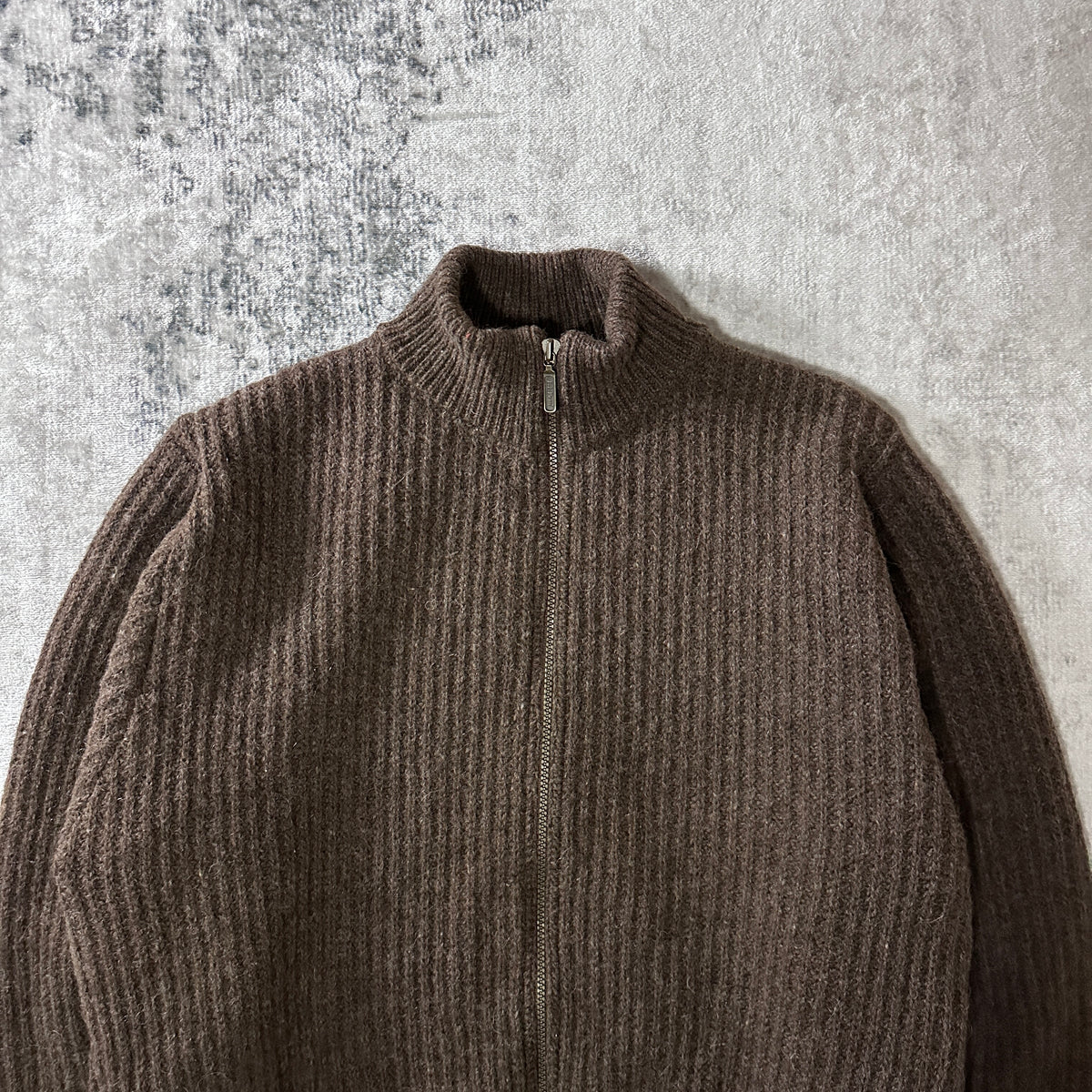 L.L.Bean Brown Wool Alpaca Full Zip Sweater Made in USA Size L