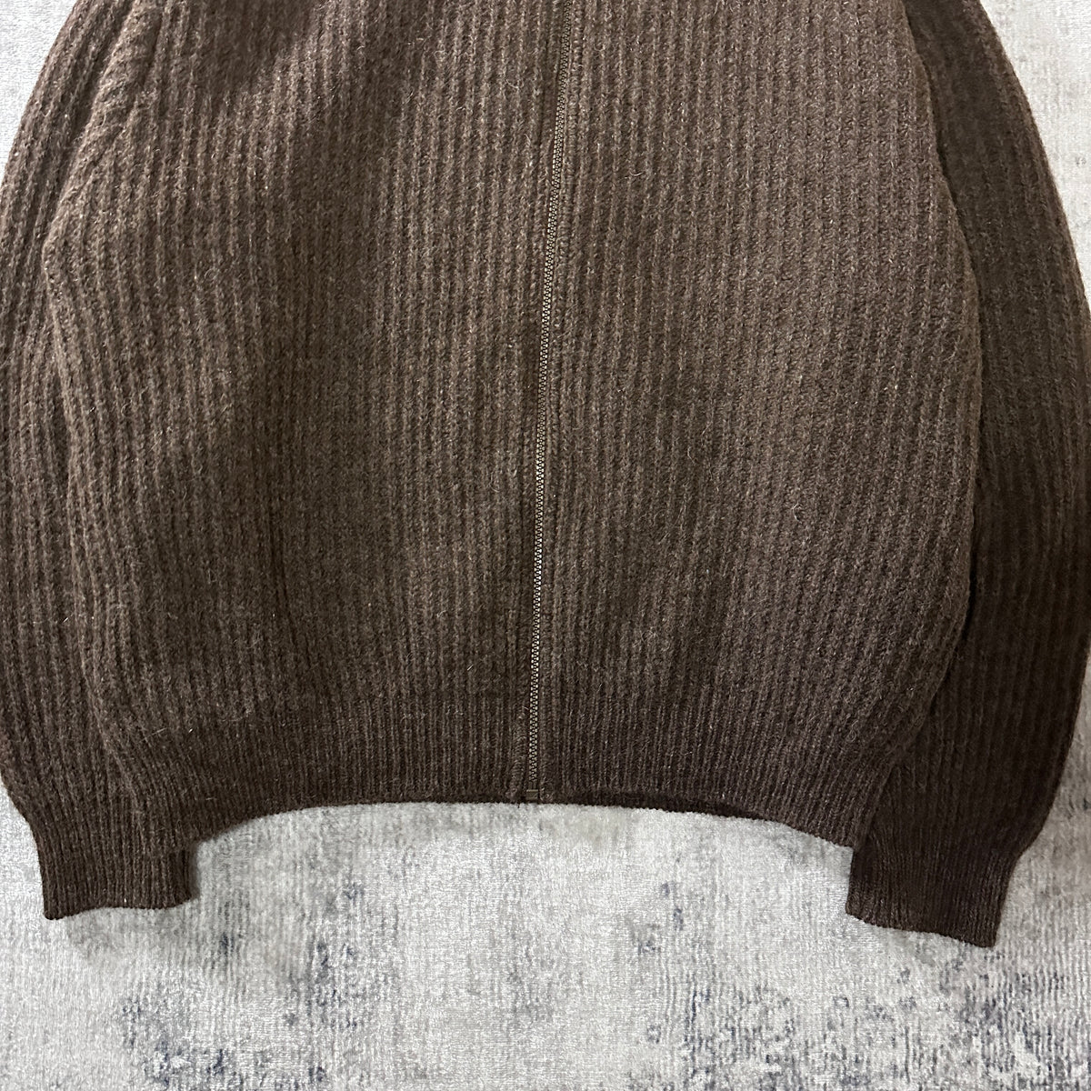 L.L.Bean Brown Wool Alpaca Full Zip Sweater Made in USA Size L