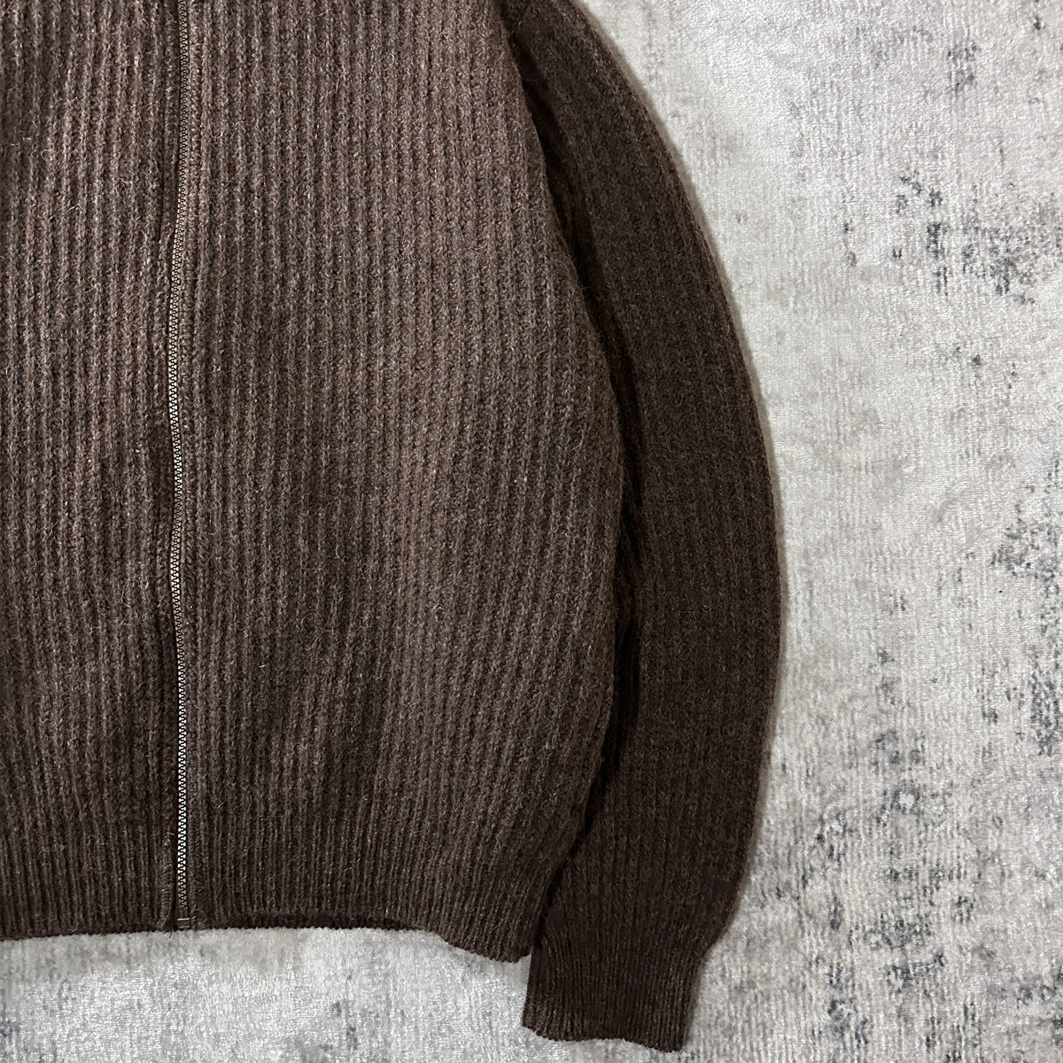 L.L.Bean Brown Wool Alpaca Full Zip Sweater Made in USA Size L