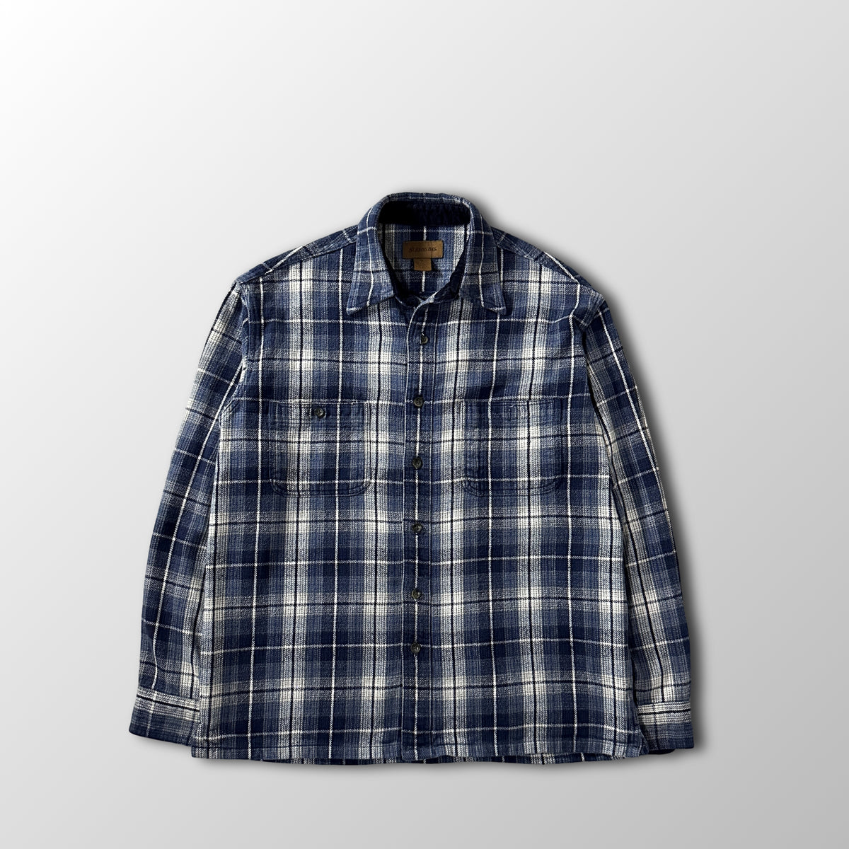 St. John's Bay Blue Ombre Check Heavy Flannel Shirt Size M