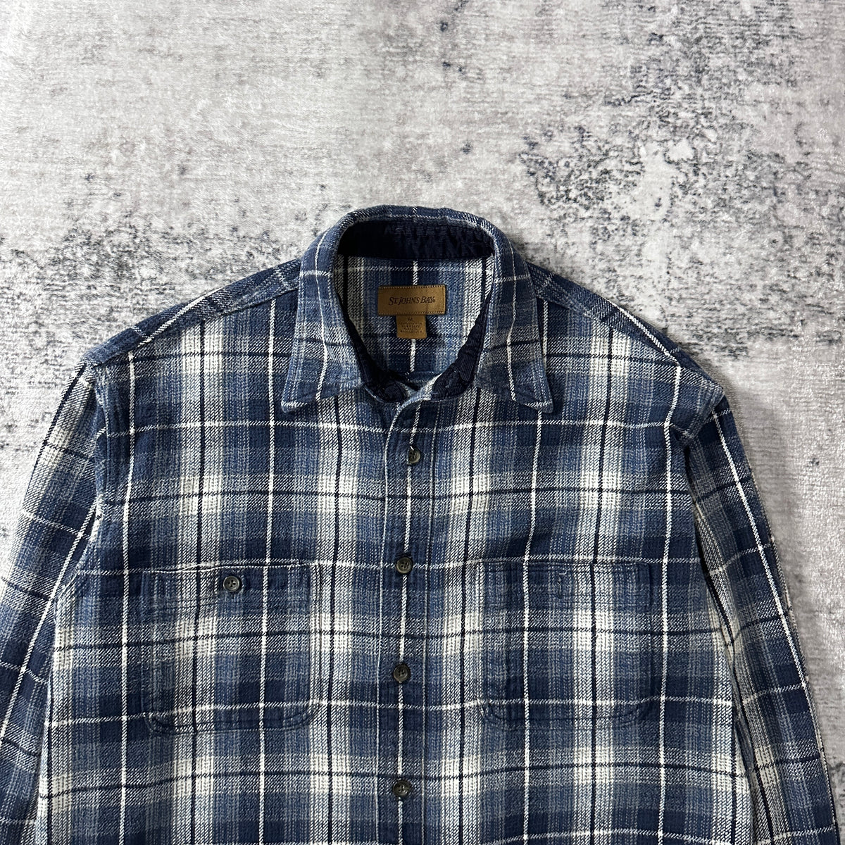 St. John's Bay Blue Ombre Check Heavy Flannel Shirt Size M