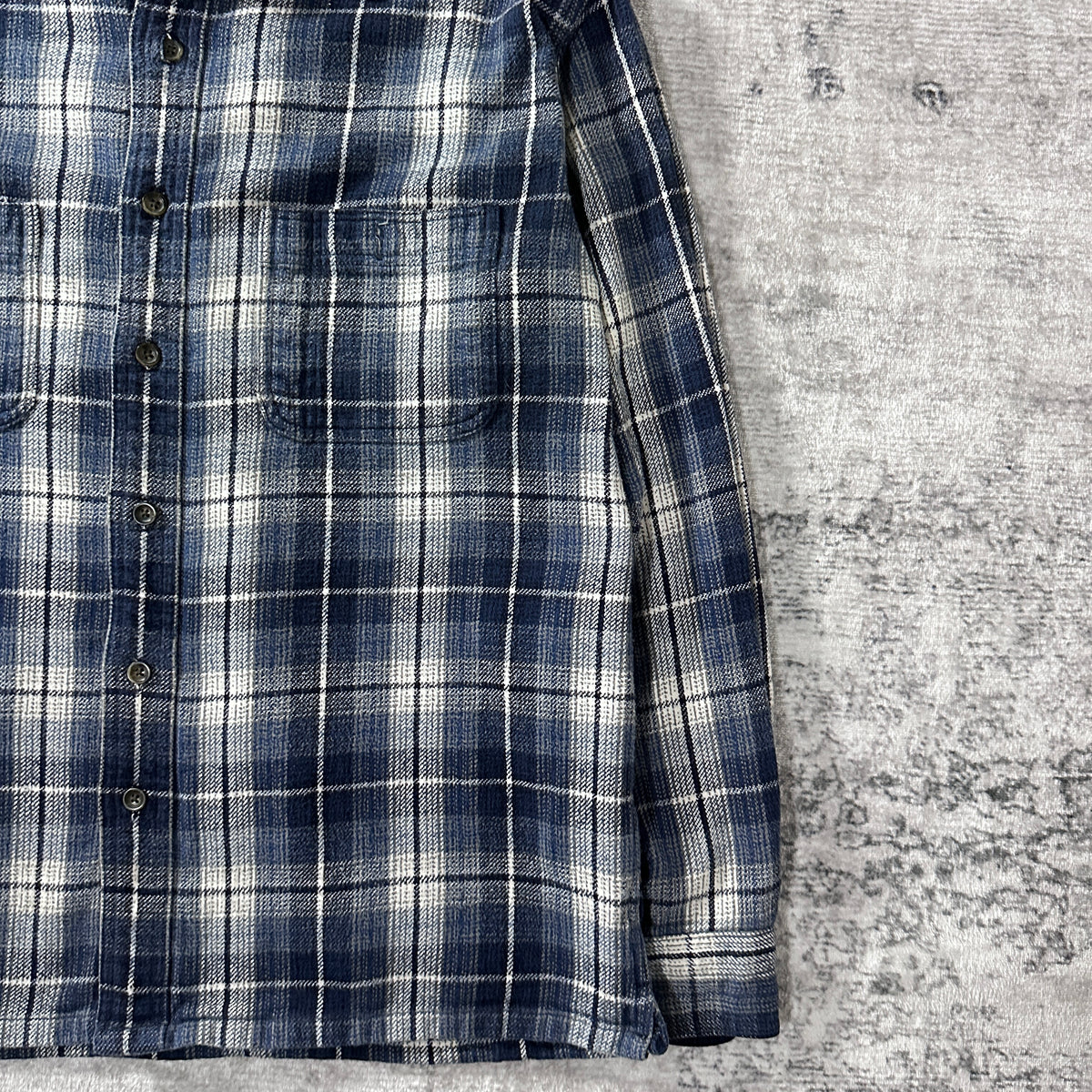 St. John's Bay Blue Ombre Check Heavy Flannel Shirt Size M