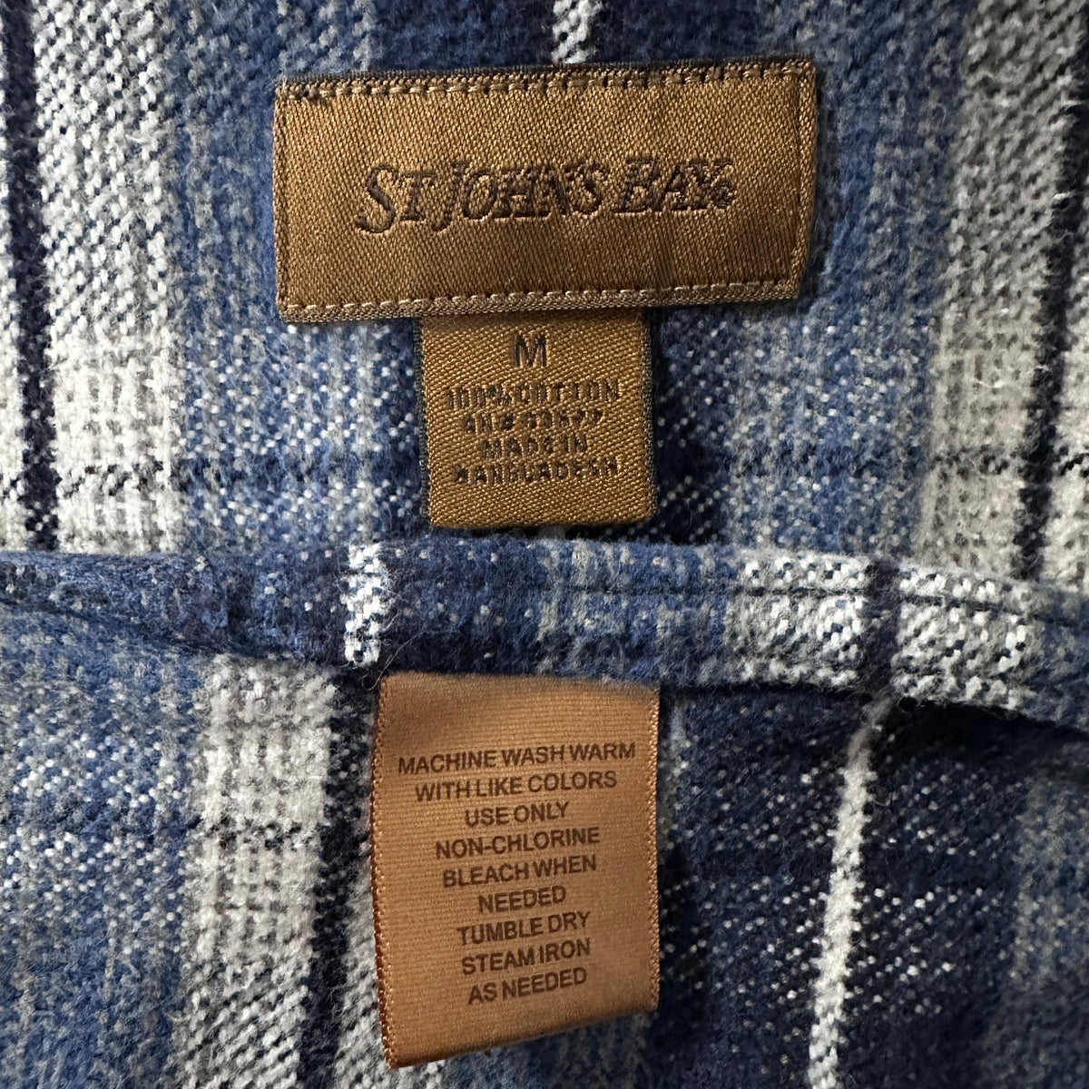 St. John's Bay Blue Ombre Check Heavy Flannel Shirt Size M