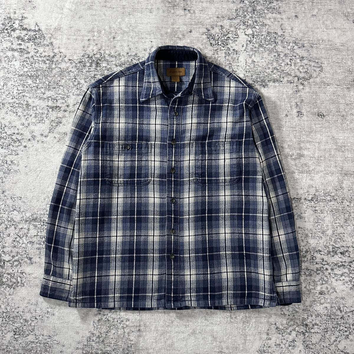 St. John's Bay Blue Ombre Check Heavy Flannel Shirt Size M