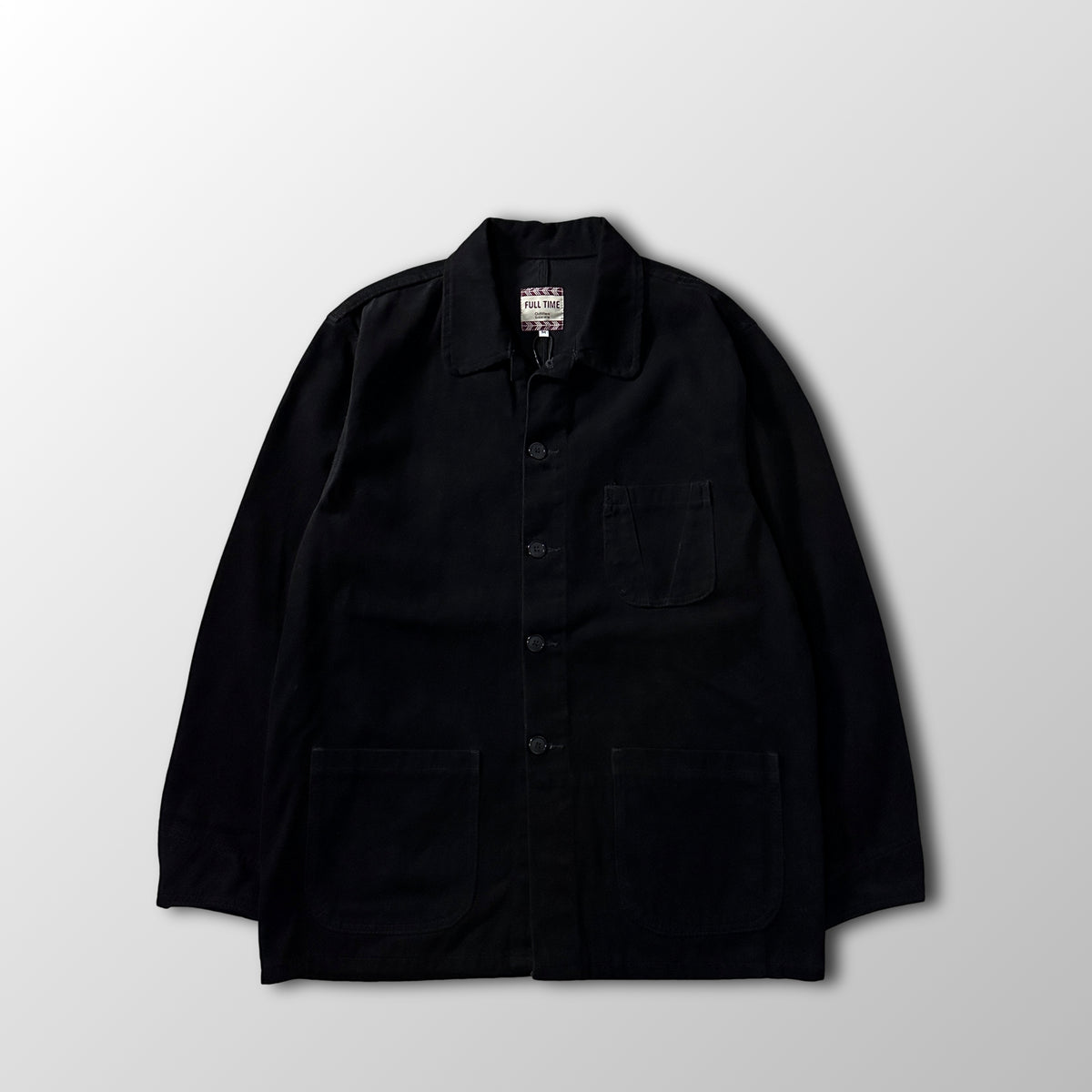 Full Time Black Cotton Coverall Work Jacket Size M