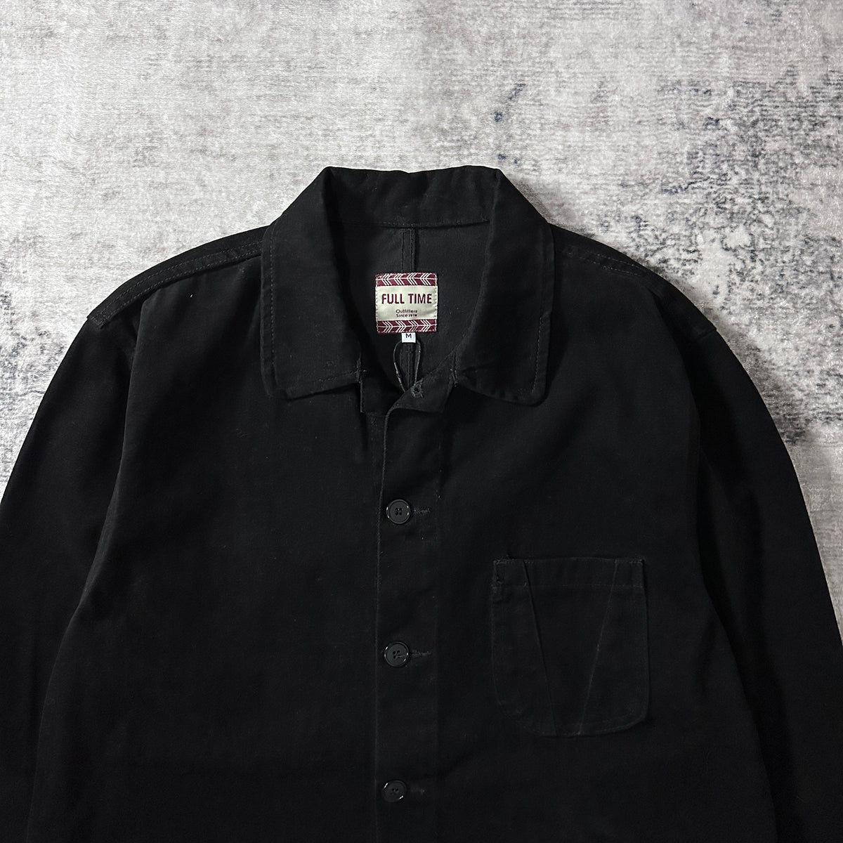 Full Time Black Cotton Coverall Work Jacket Size M