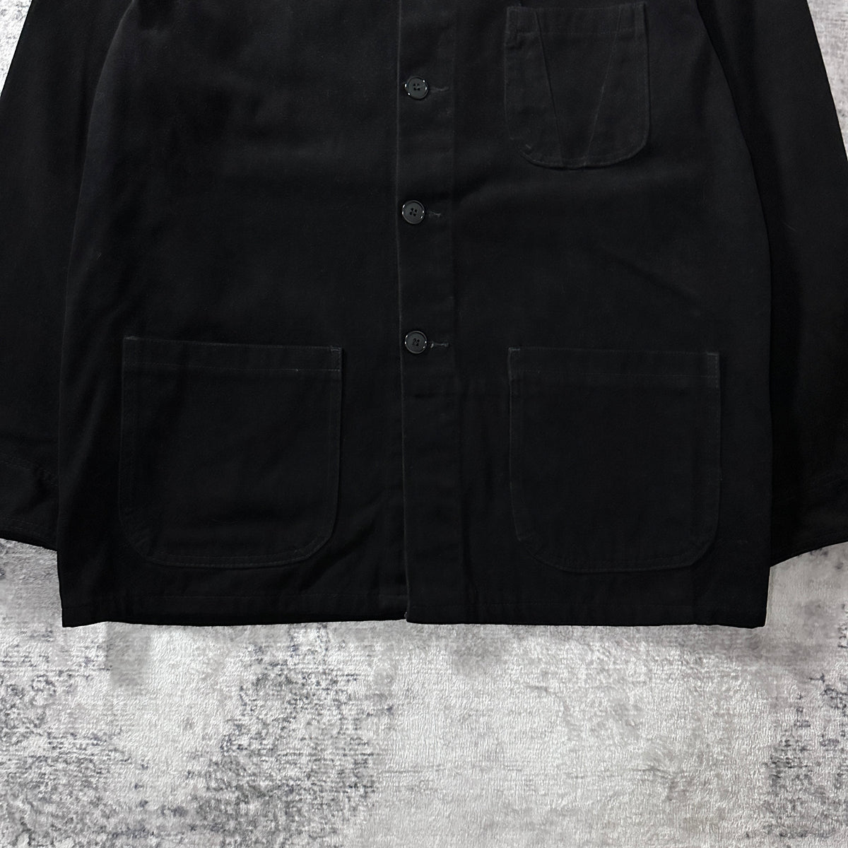 Full Time Black Cotton Coverall Work Jacket Size M