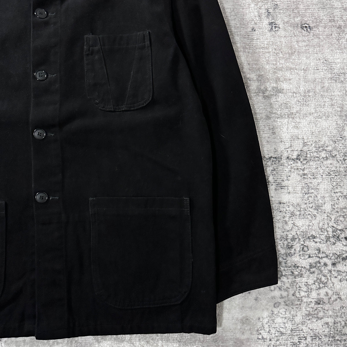 Full Time Black Cotton Coverall Work Jacket Size M
