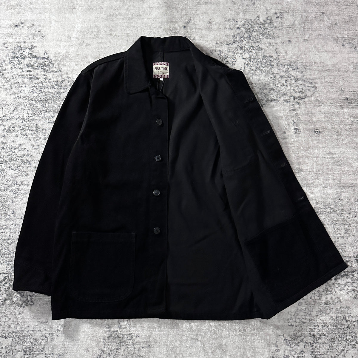 Full Time Black Cotton Coverall Work Jacket Size M