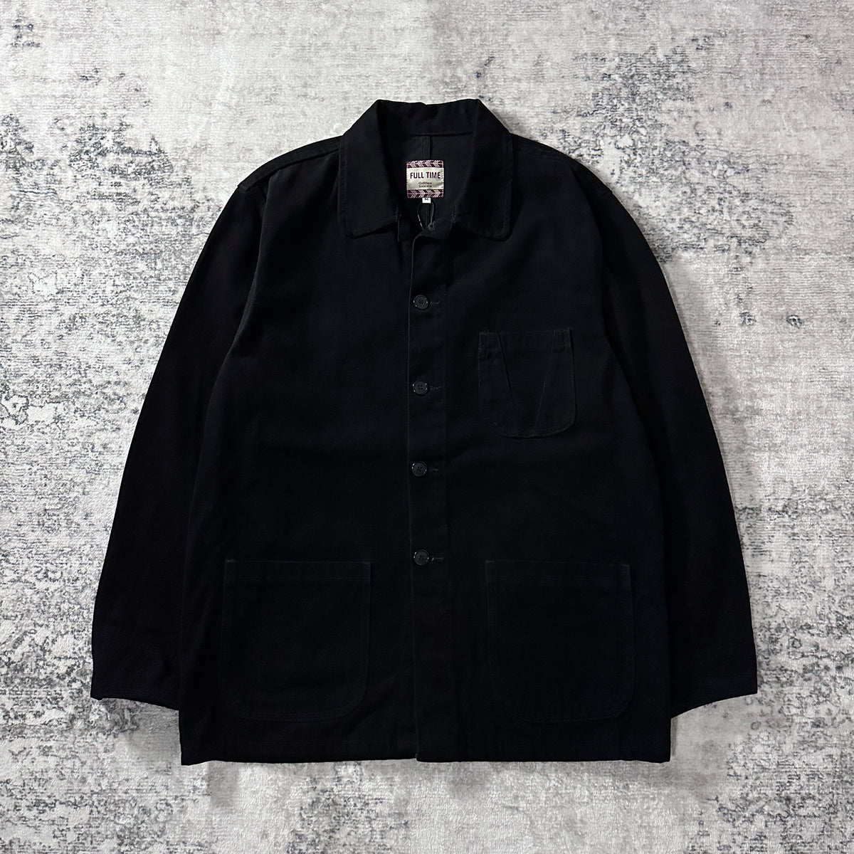 Full Time Black Cotton Coverall Work Jacket Size M