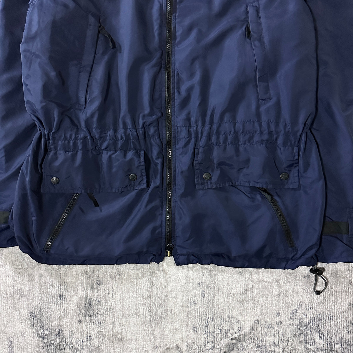 Polo Sport Navy Nylon Hooded Jacket with Fleece Lining Size L