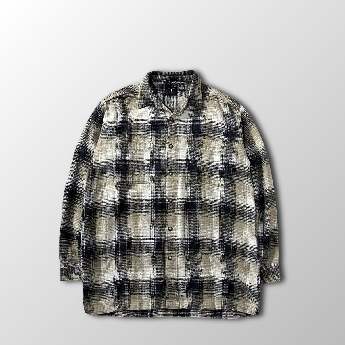 Levi's Black Ivory Ombre Check Heavy Flannel Shirt Size L