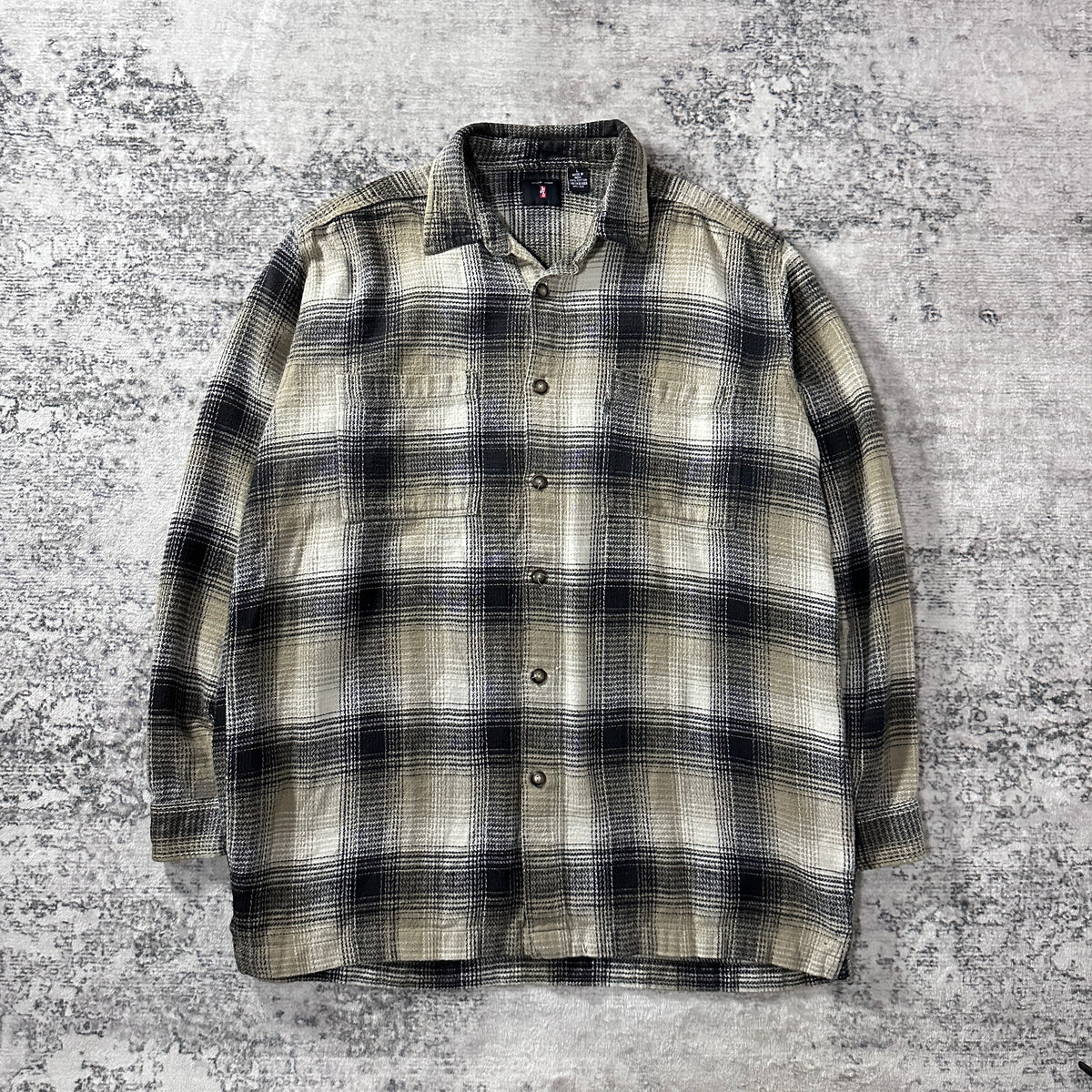 Levi's Black Ivory Ombre Check Heavy Flannel Shirt Size L
