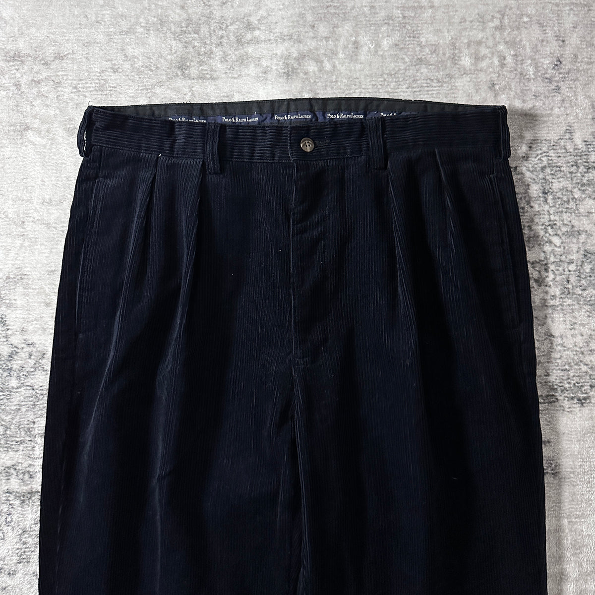 Polo by Ralph Lauren Andrew Pant Black Wide Wale Corduroy Pleated Pants