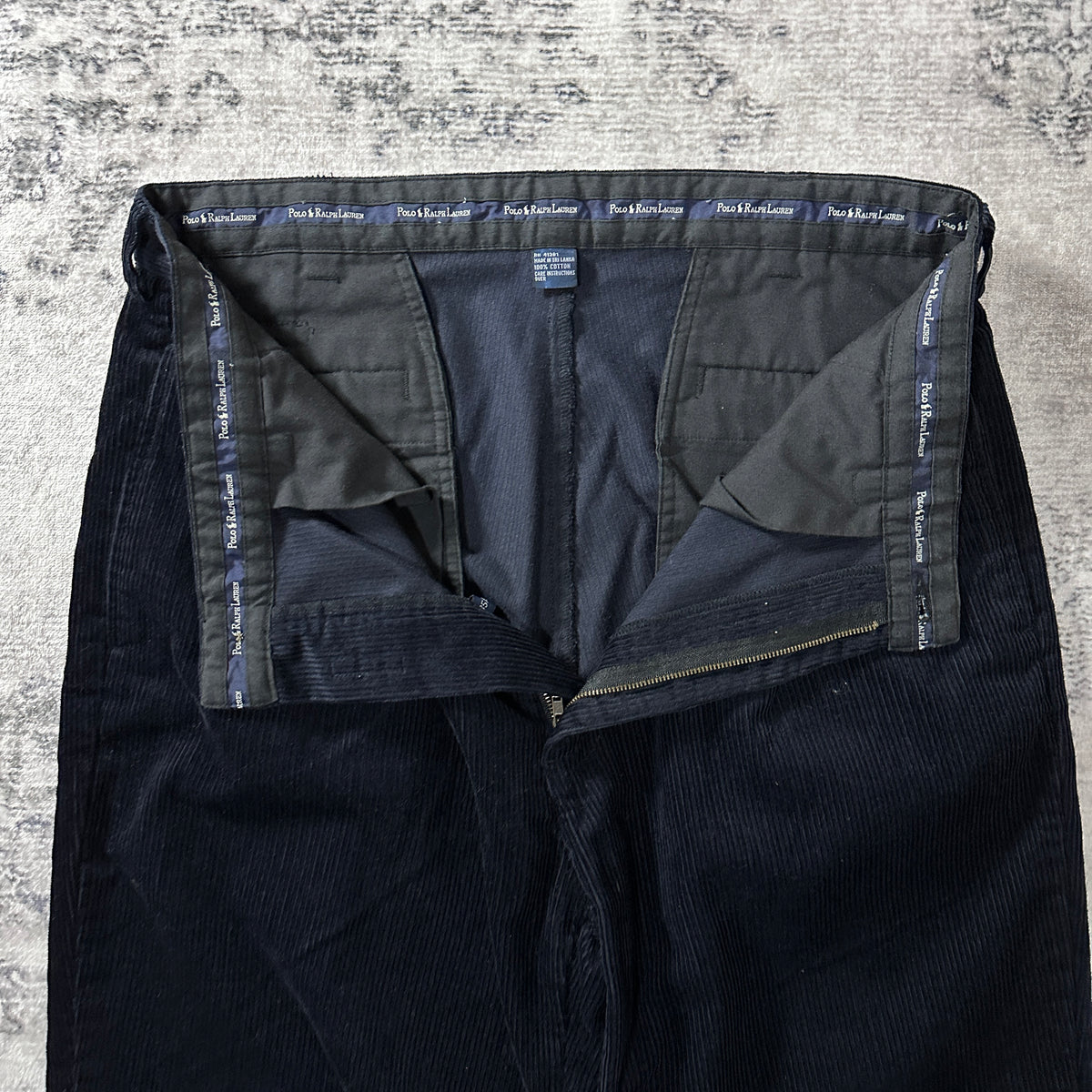 Polo by Ralph Lauren Andrew Pant Black Wide Wale Corduroy Pleated Pants