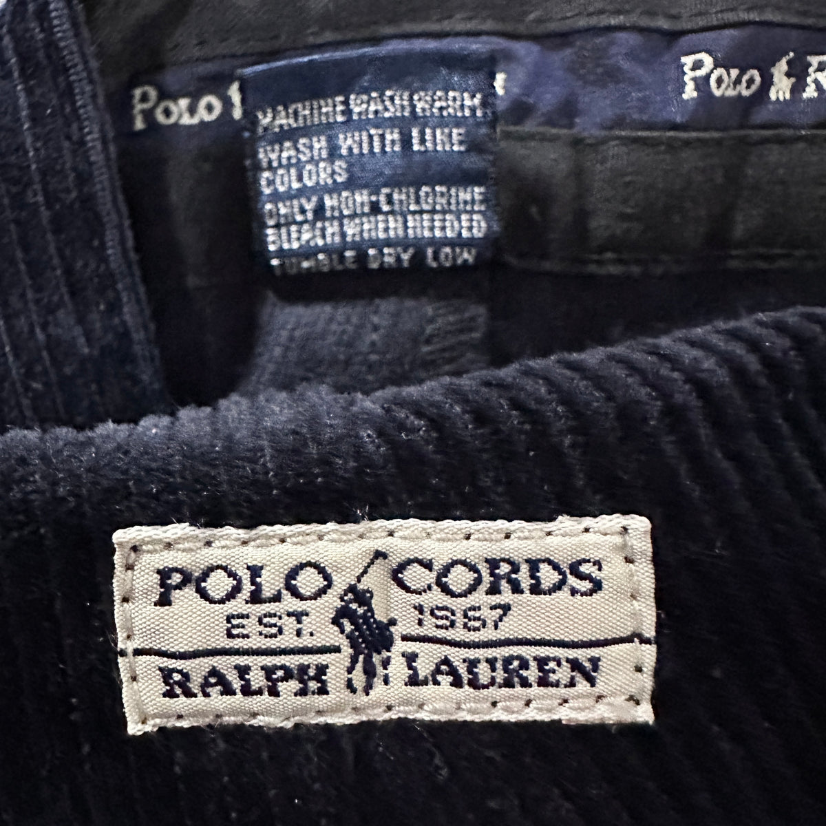 Polo by Ralph Lauren Andrew Pant Black Wide Wale Corduroy Pleated Pants